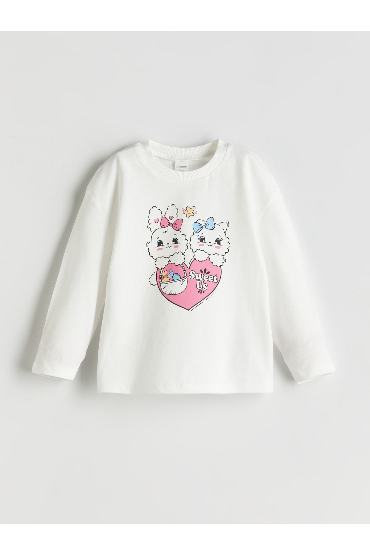 LC Waikiki Bisiklet Yaka Baskılı Kız Çocuk Pijama Üst