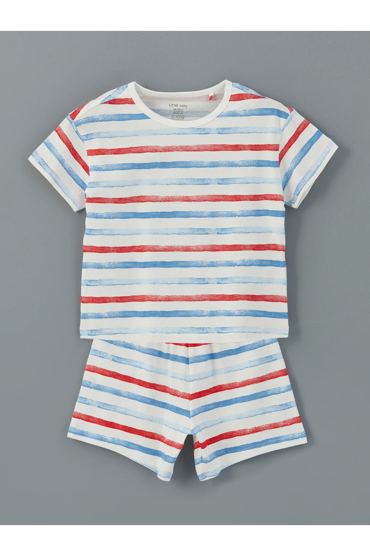LC Waikiki Çizgili Şortlu Erkek Bebek Şortlu Pijama Takım