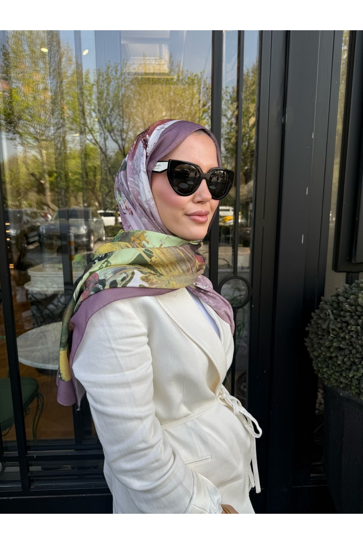 medascarfs Lila Lavender Orman Desen Şal