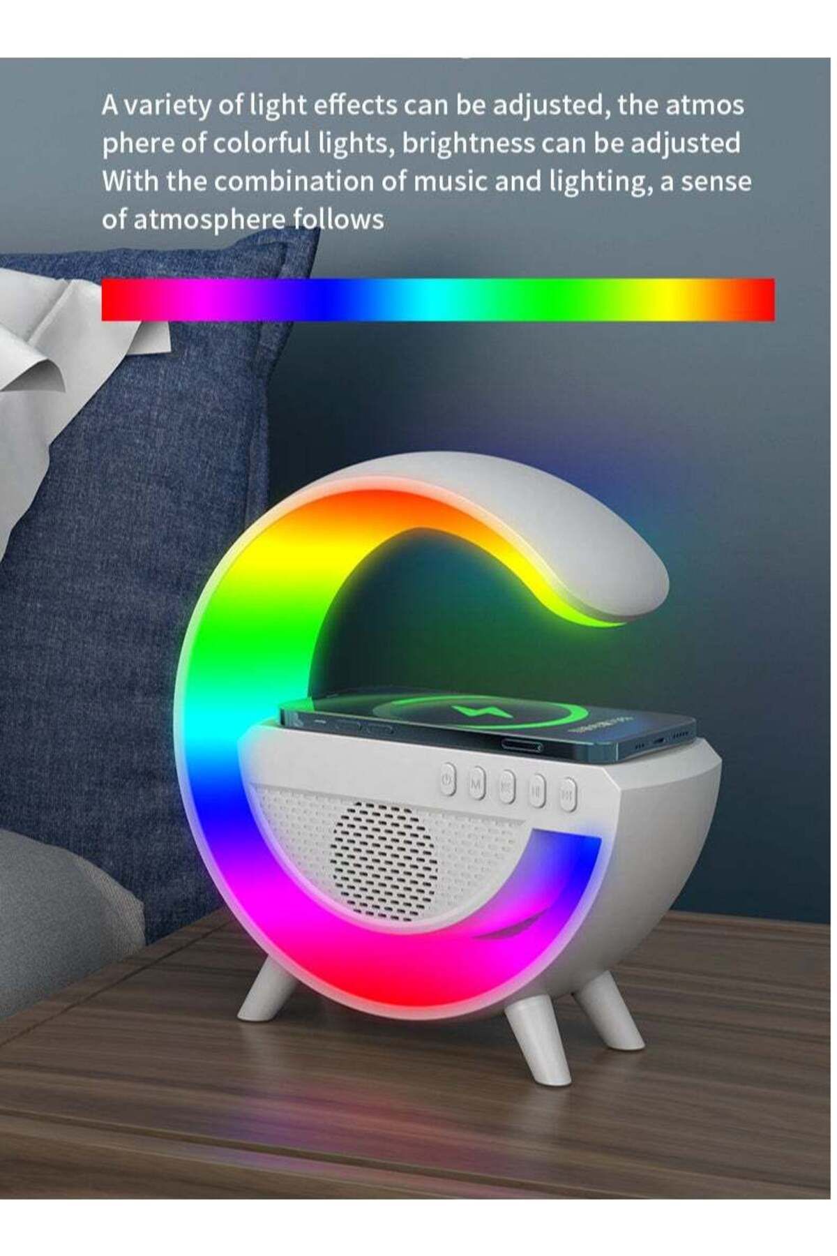 Generic-Rechargeable 3 in 1 Wireless Charger and Bluetooth Speaker and Night Light in Multicolour 5