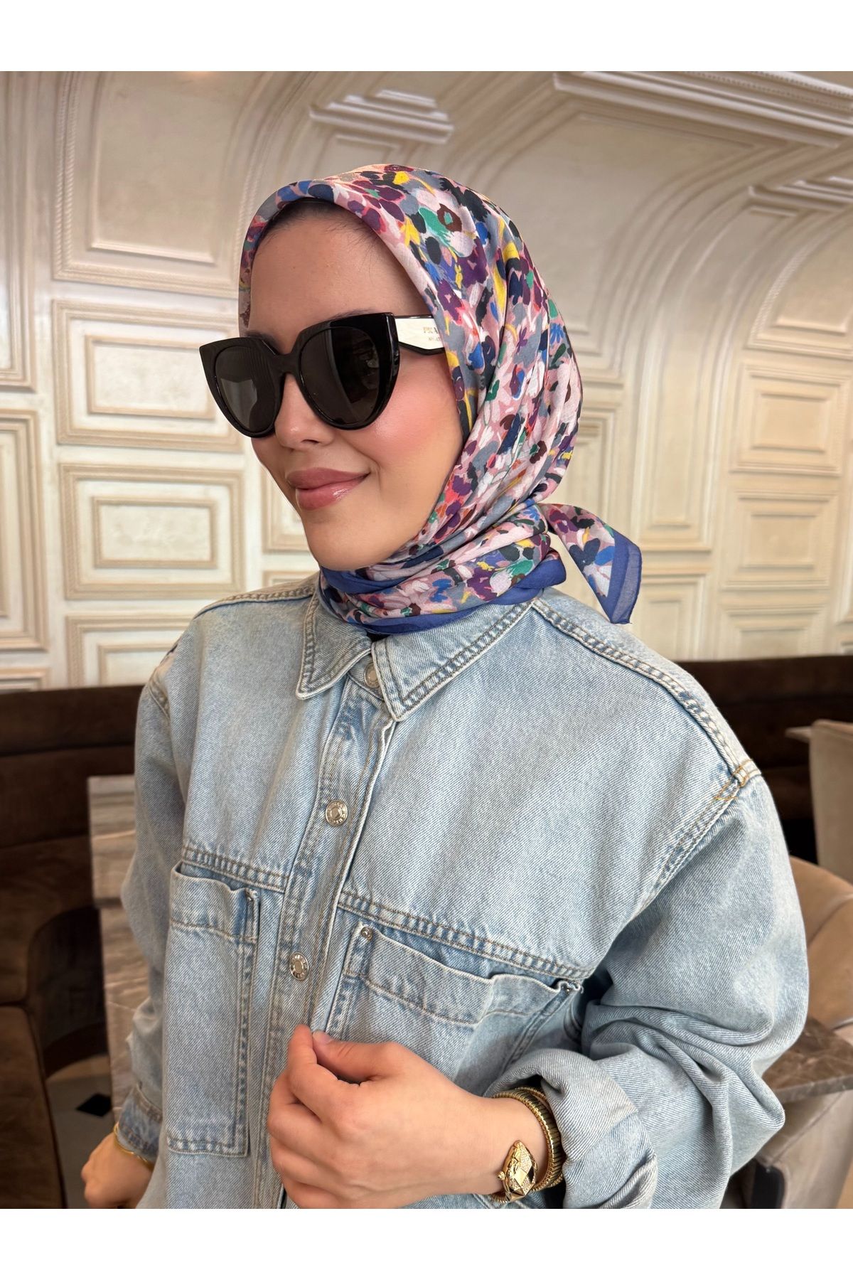 medascarfs Bouqet Çiçek Desen Eşarp