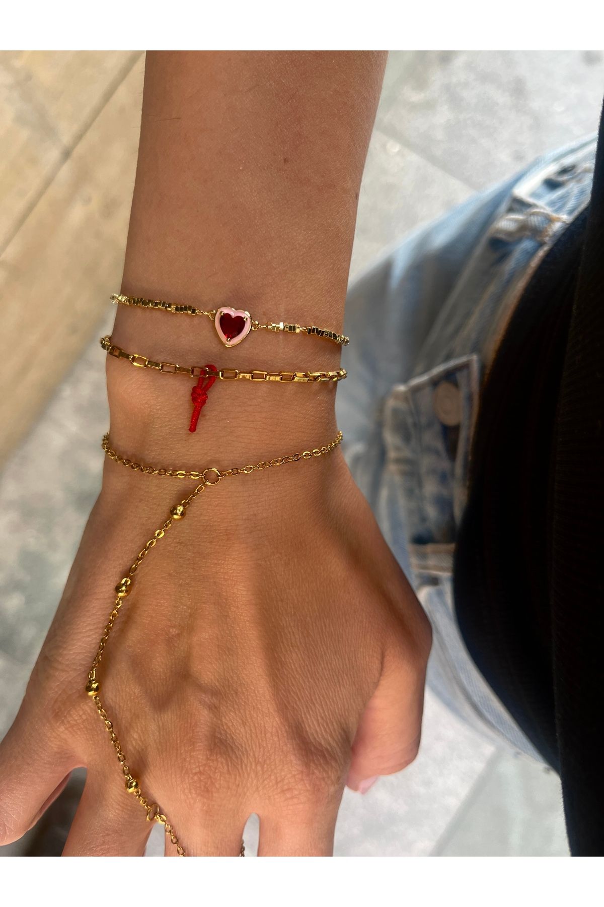 Hoop jewelery taşlı kalp model ışıltılı bileklik