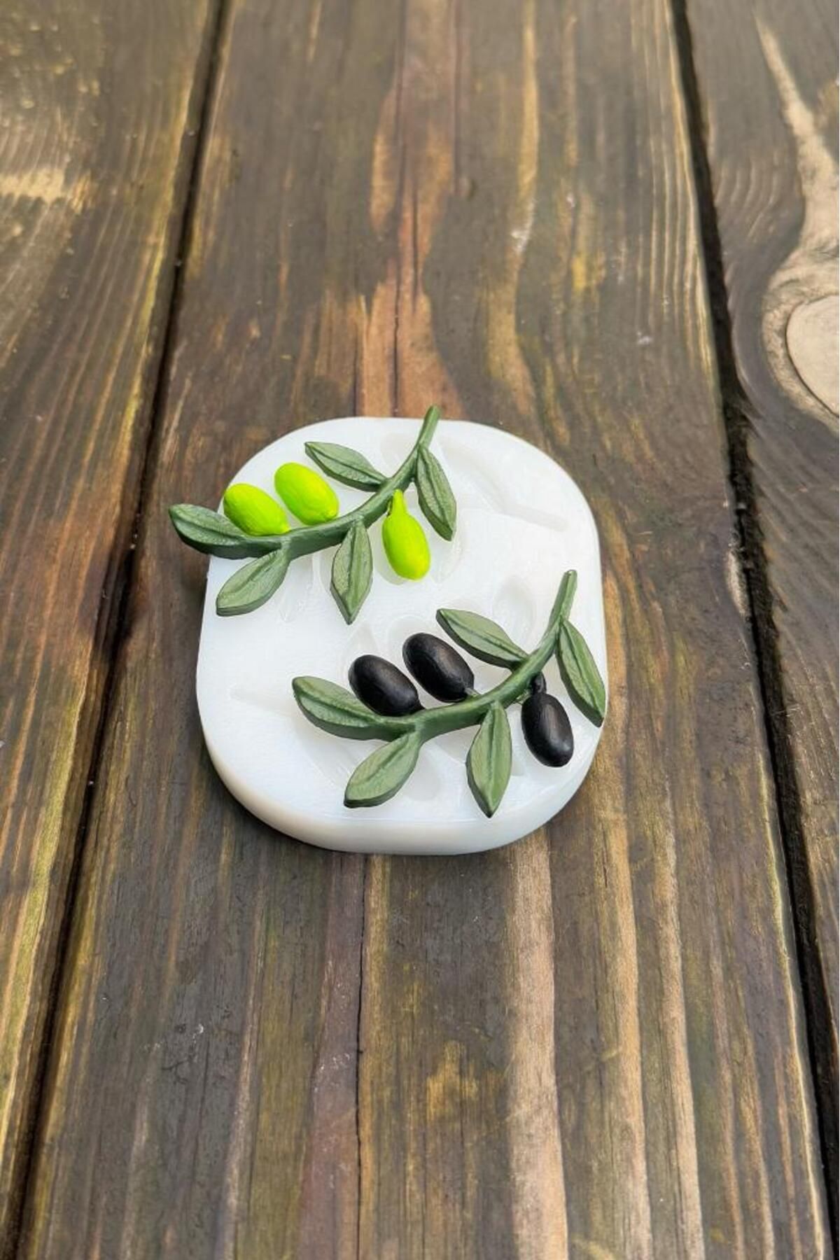 DEKORANLA Beyaz İkili Silikon Mum Kalıbı, Zeytin Dalı Tasarımı