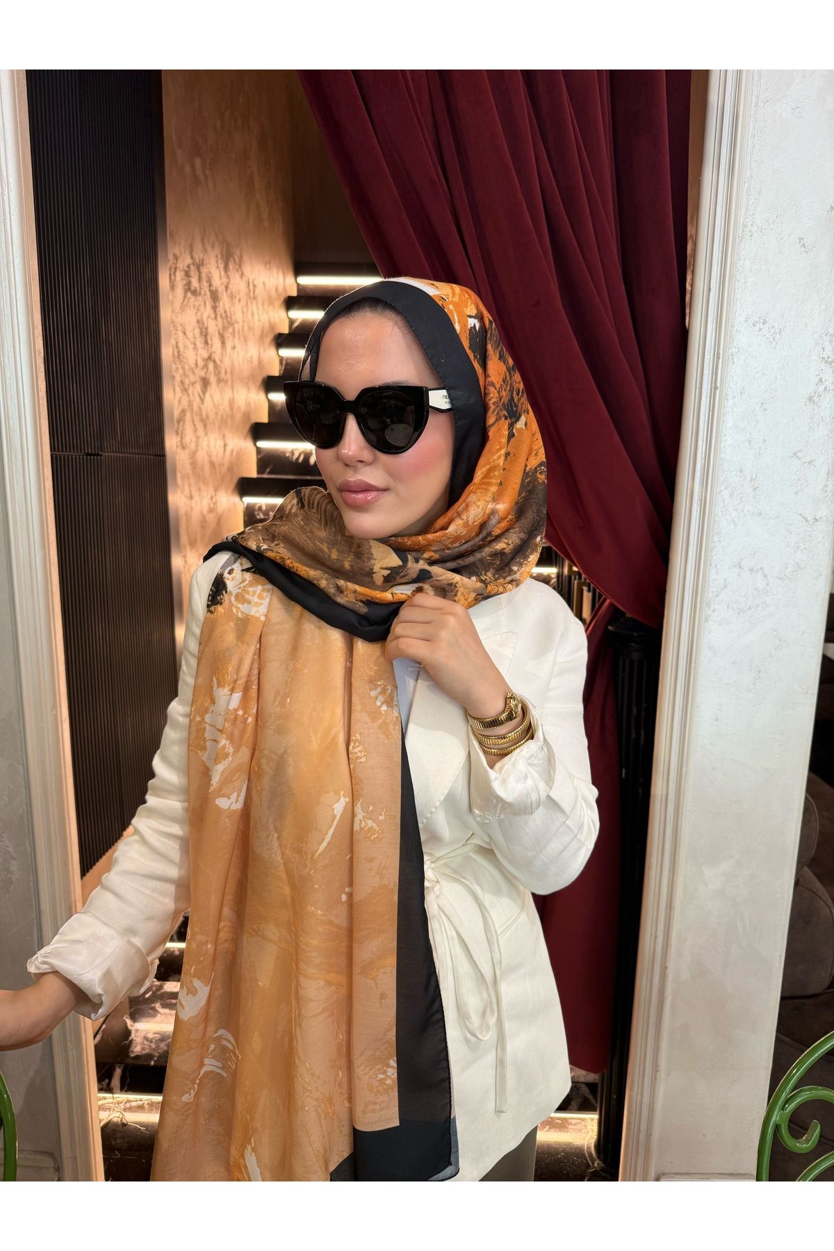 medascarfs Lila Lavender Orman Desen Şal