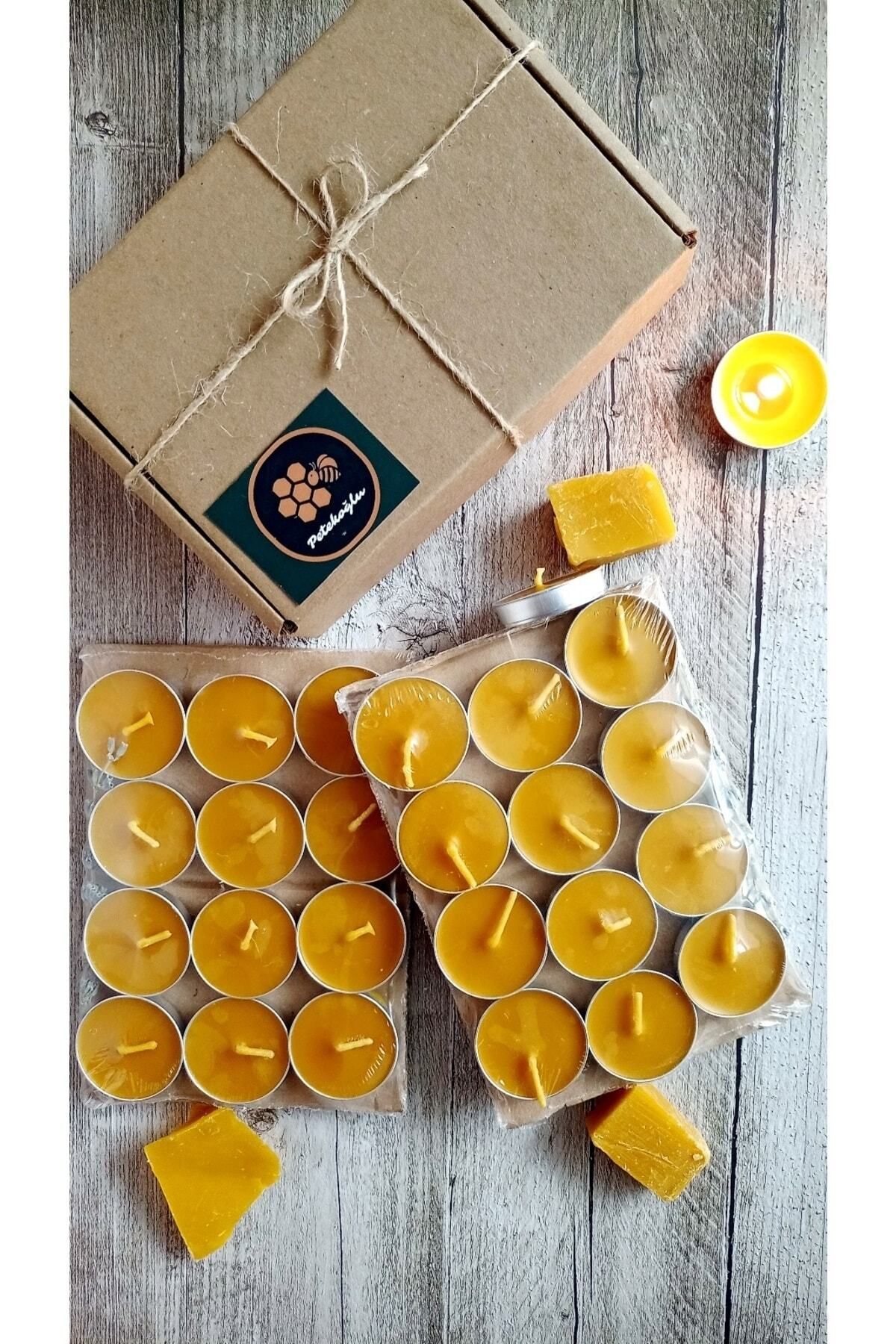 DEKORANLA 24 Adet Doğal Balmumu Tealight Mum, Ekonomik Boy, 8gr, Sıcak ve Huzurlu Atmosfer