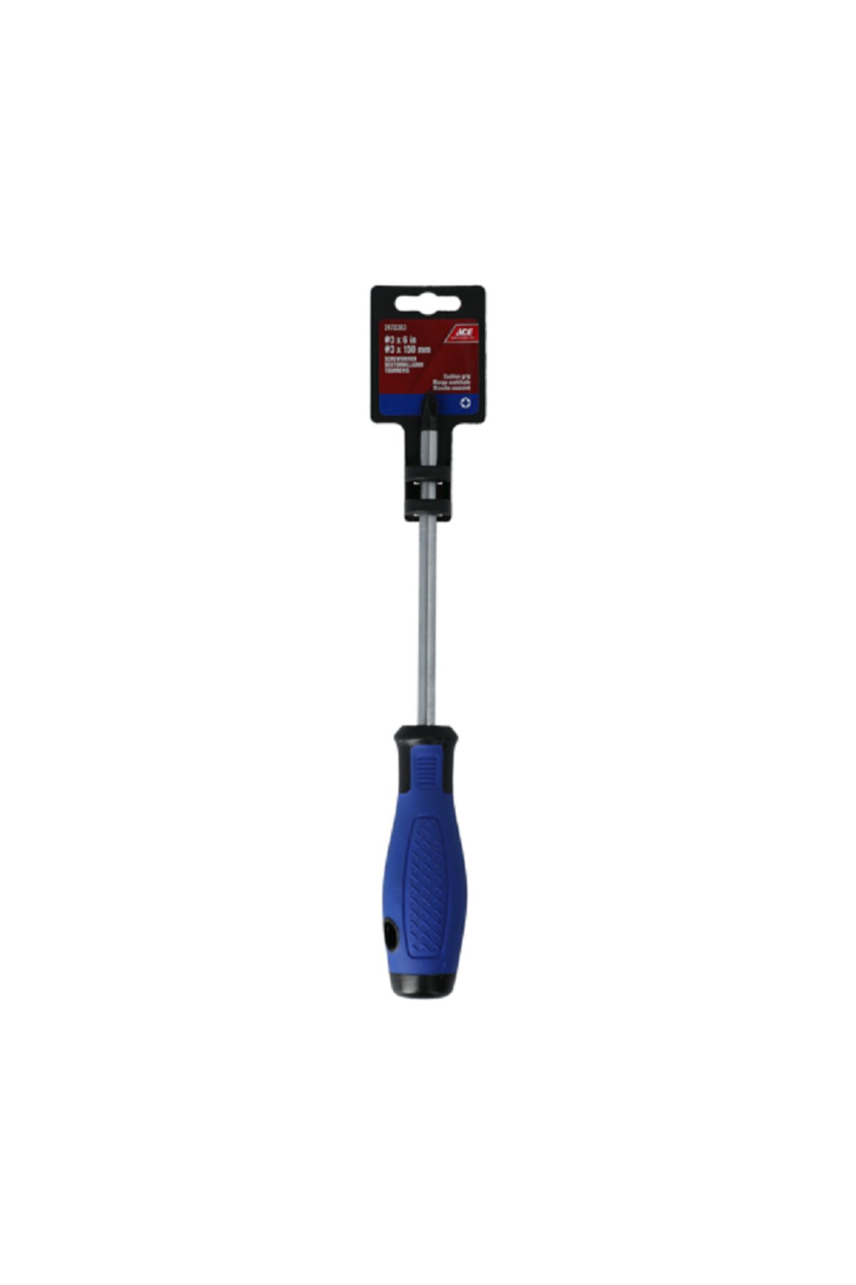ACE-Cushion Grip Screwdriver Blue and Silver 1