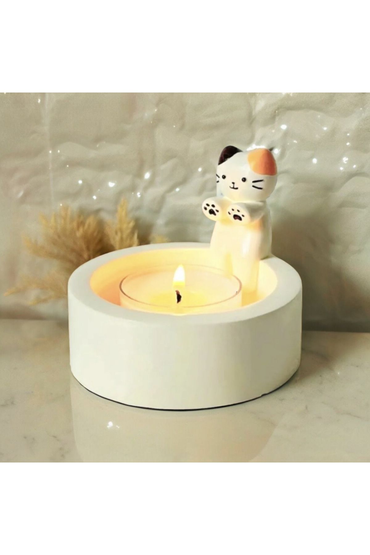 DEKORANLA Beyaz Kedi Silikon Mumluk Kalıbı, Sıcaklıkla Şekillenen Güzel Tasarım