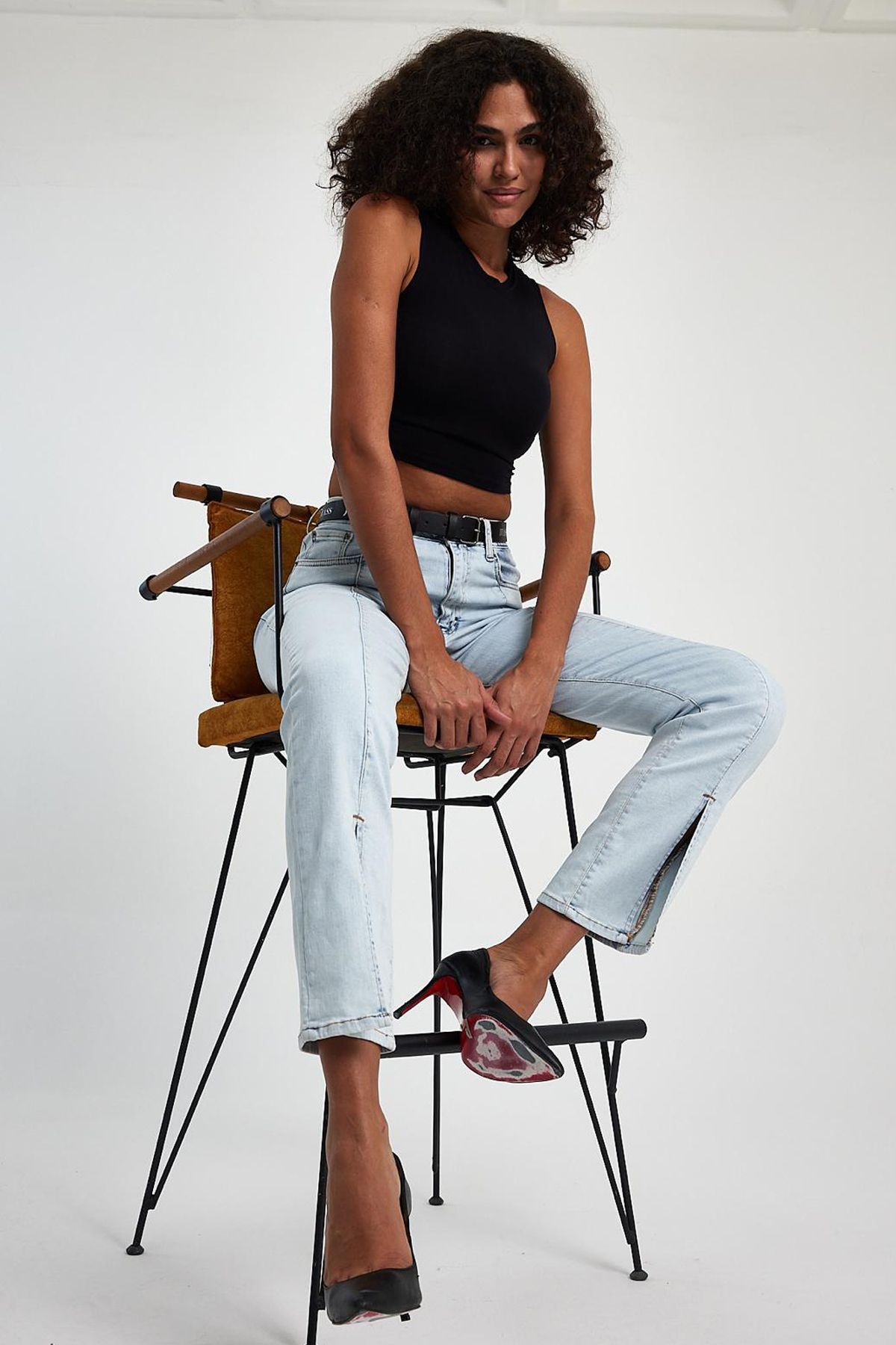 Jijass Jeans Likralı Yırtmaçlı Denim Pantolon