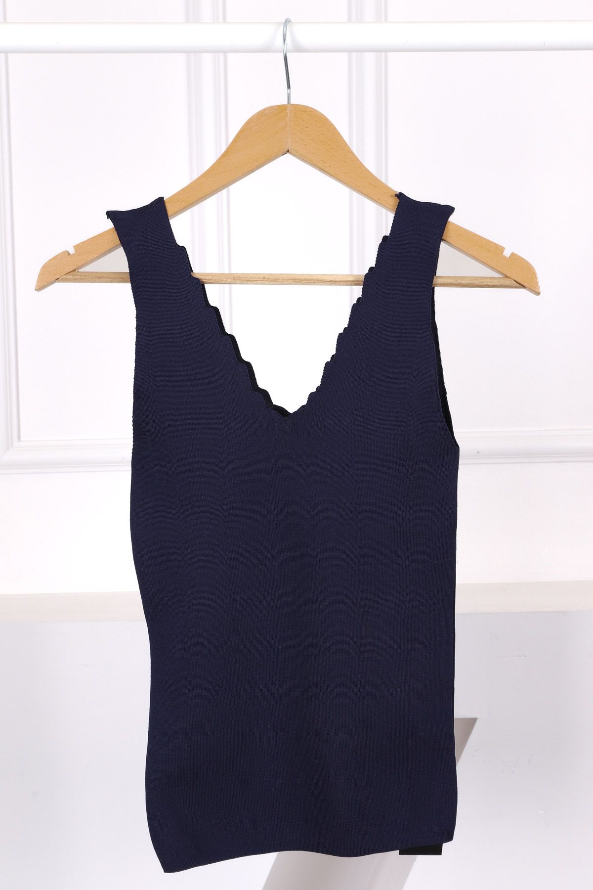 İmajButik Lacivert Merserize V Yaka Bluz