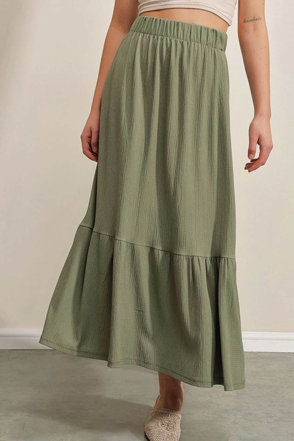 Butik 1886 Uzun Örme Etek - Haki