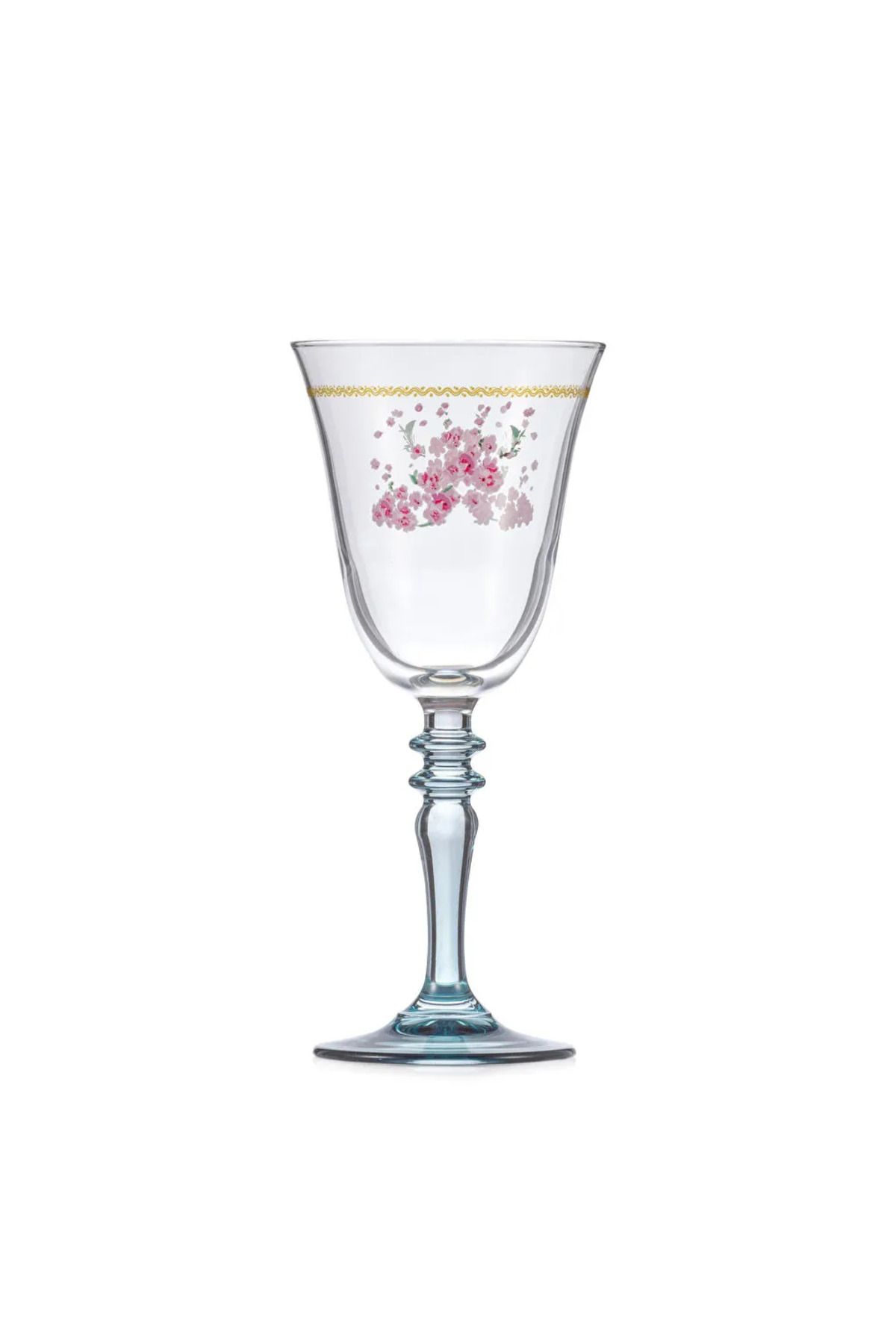 LC Waikiki-Lcw Home Mixed Flower Printed Glass Footed Water Glass Set of 2 270 ml 6