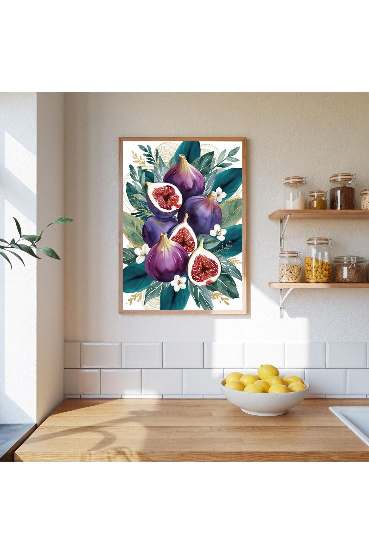 Dekorsiahome Tek Parça Ahşap Çerçeveli Mutfak Köşesi Tablo TK0665