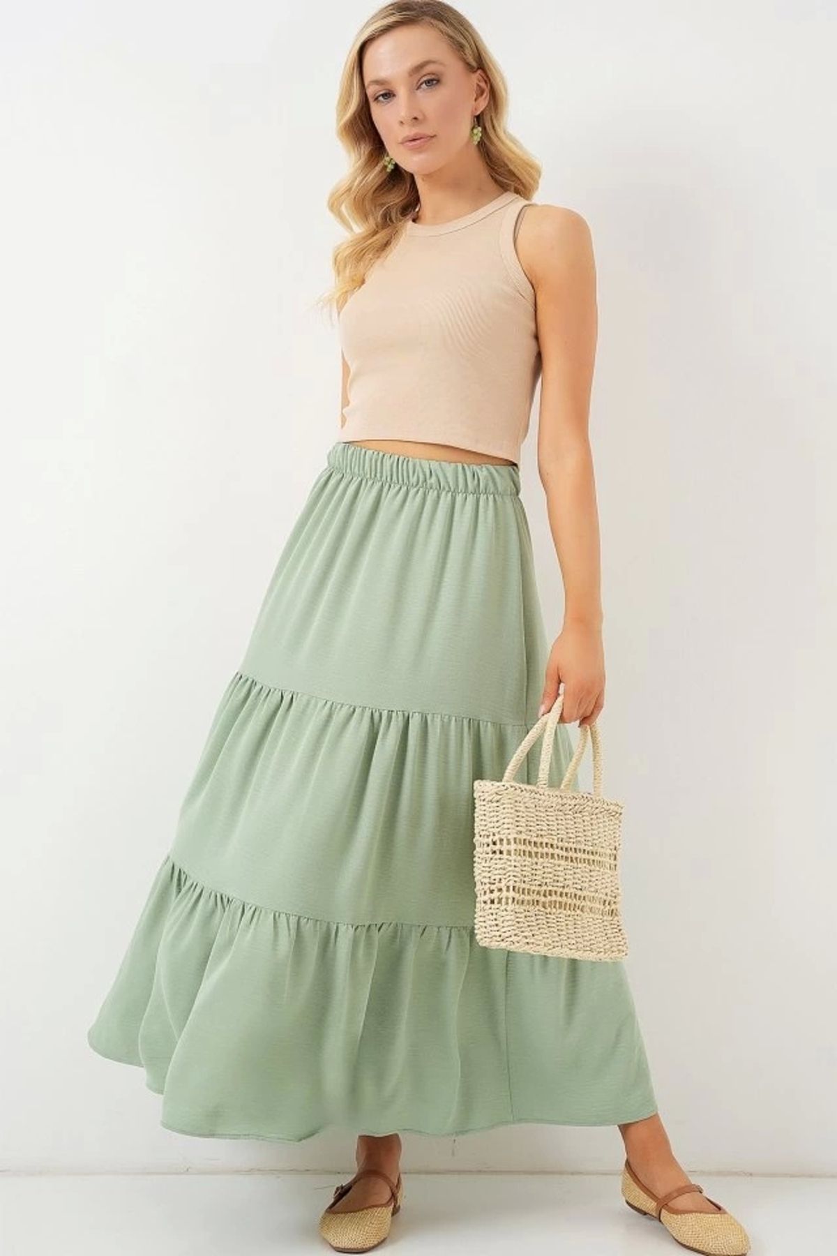Butik Ayrobin Uzun Etek 8048 - Mint
