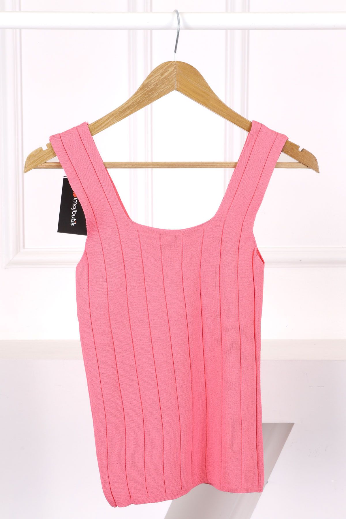 İmajButik Pembe Fitilli Kare Yaka Bluz