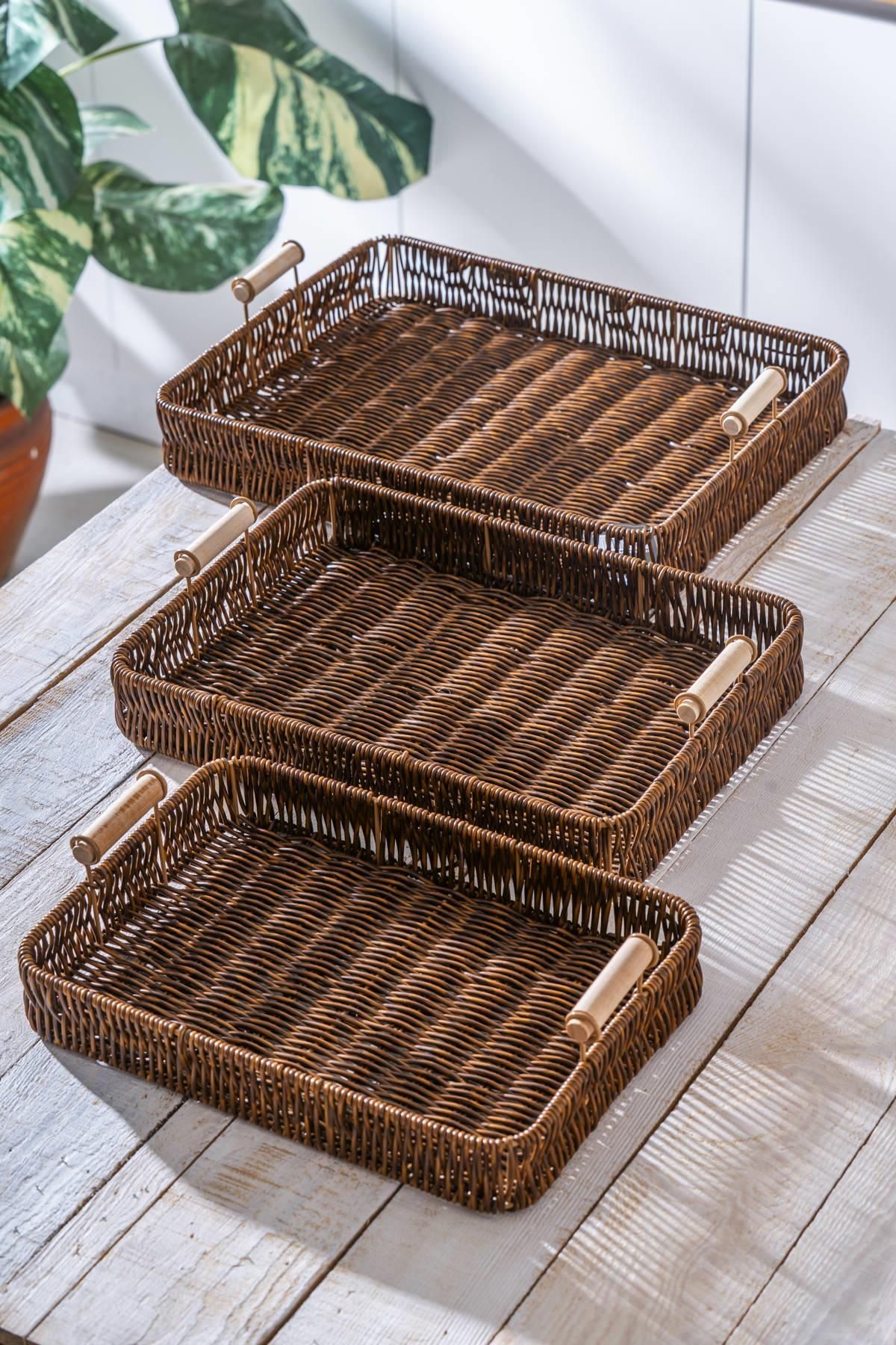 ACAR-Nomad Set of 3 Rectangular Wicker Trays 2