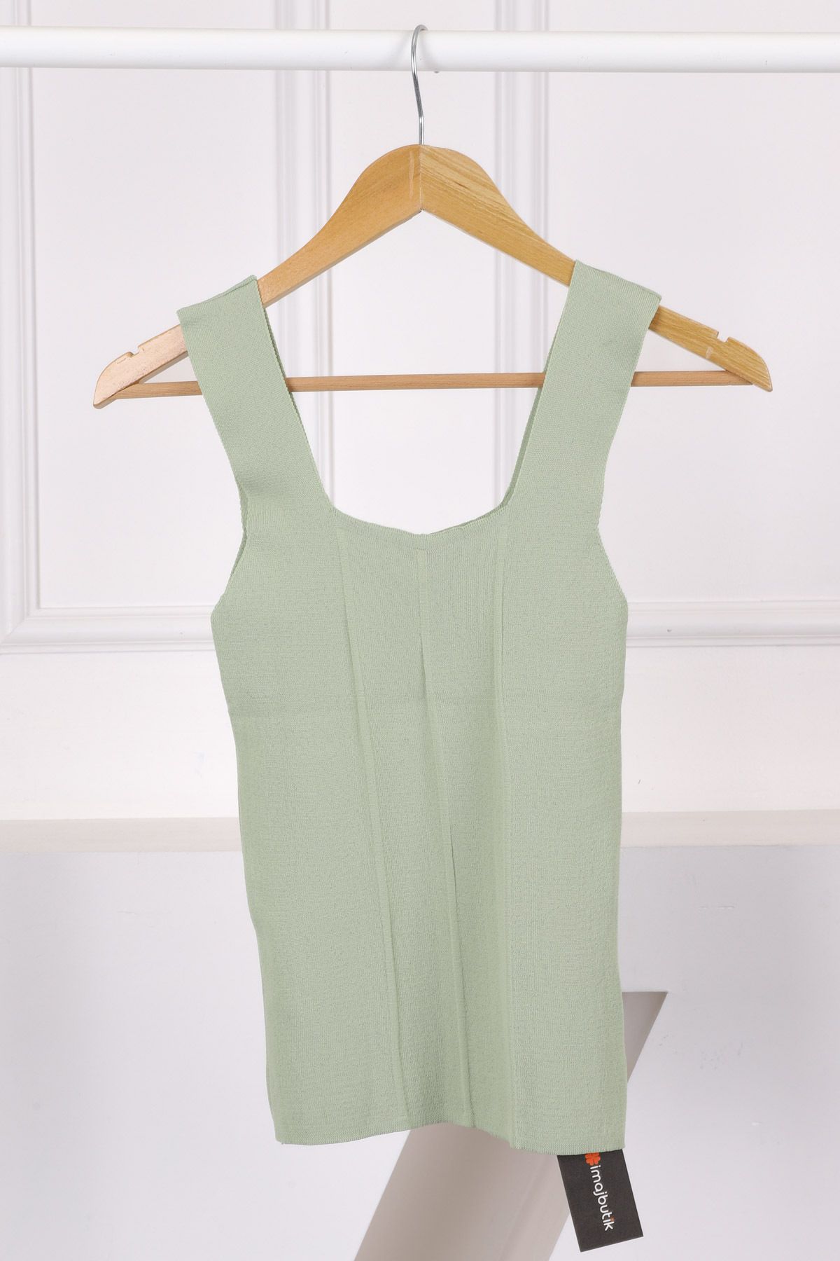 İmajButik Mint Yeşili Merserize Kare Yaka Bluz