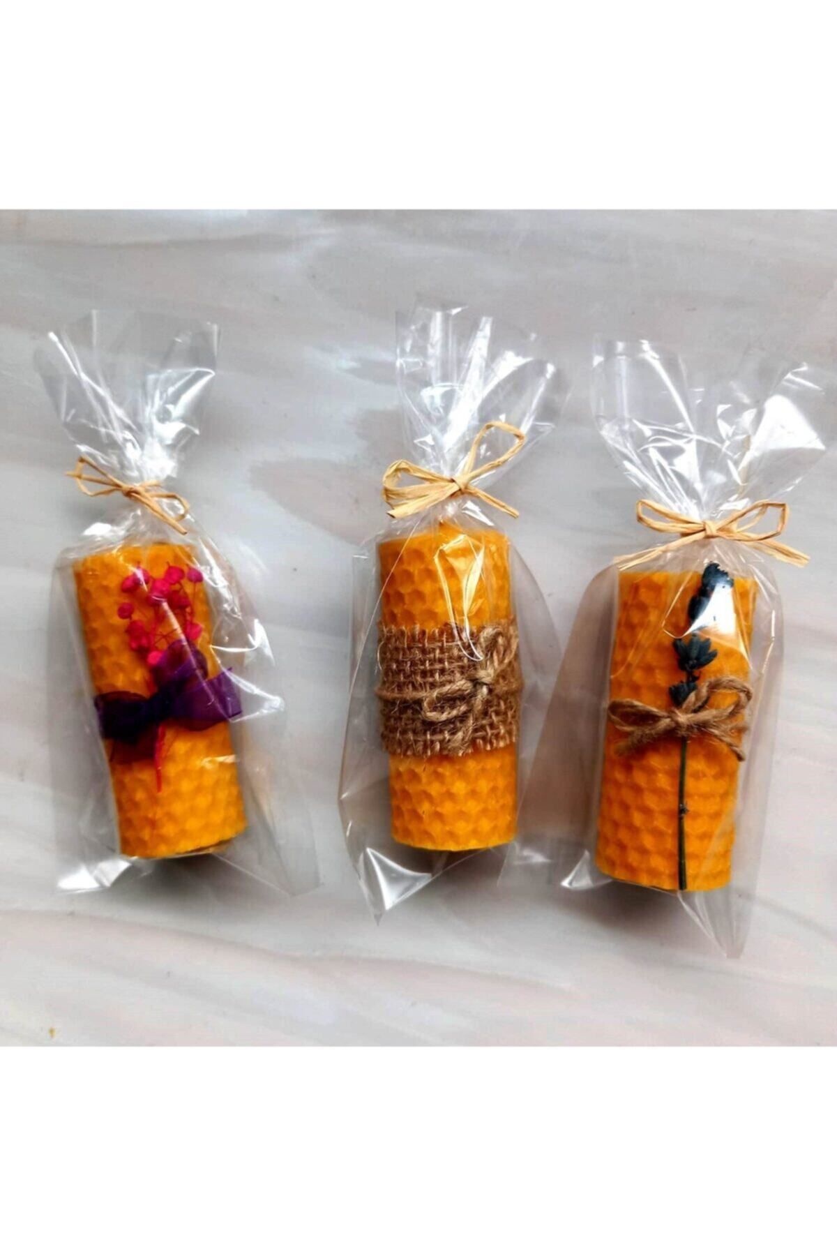 DEKORANLA 7cm Balmumu Mum Seti, Özel Günler İçin, Süslü Paketli, 3 Adet