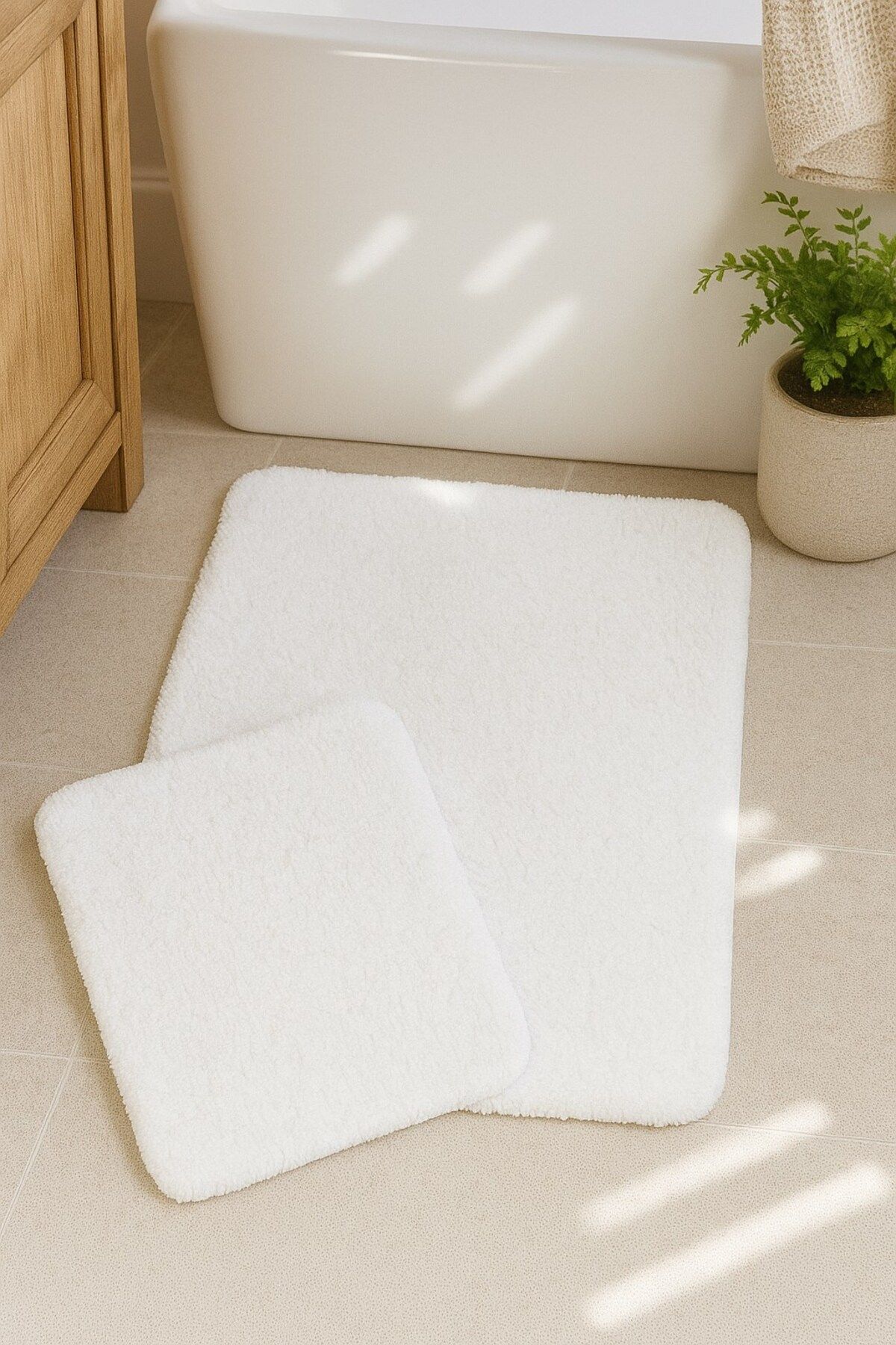 EUROBANO Yumuşacık Yıkanabilir Kaymaz Taban 2'li set Banyo Paspası / Sheepline Koleksiyonu