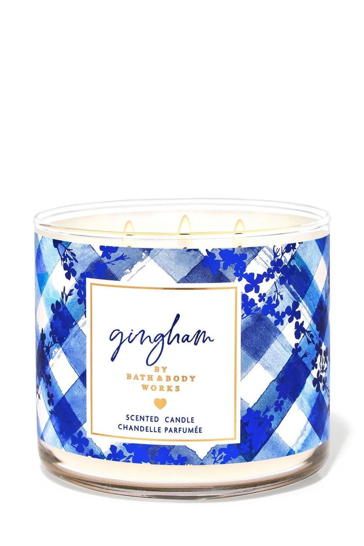 DEKORANLA Beyaz Gingham Büyük Mum - Sıcak ve şık dekorasyon ürünü
