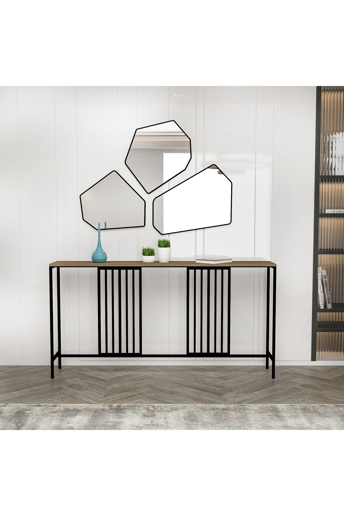 ARNETTİ Patara Siyah Demir Ayak Barok Ceviz Modern Dresuar