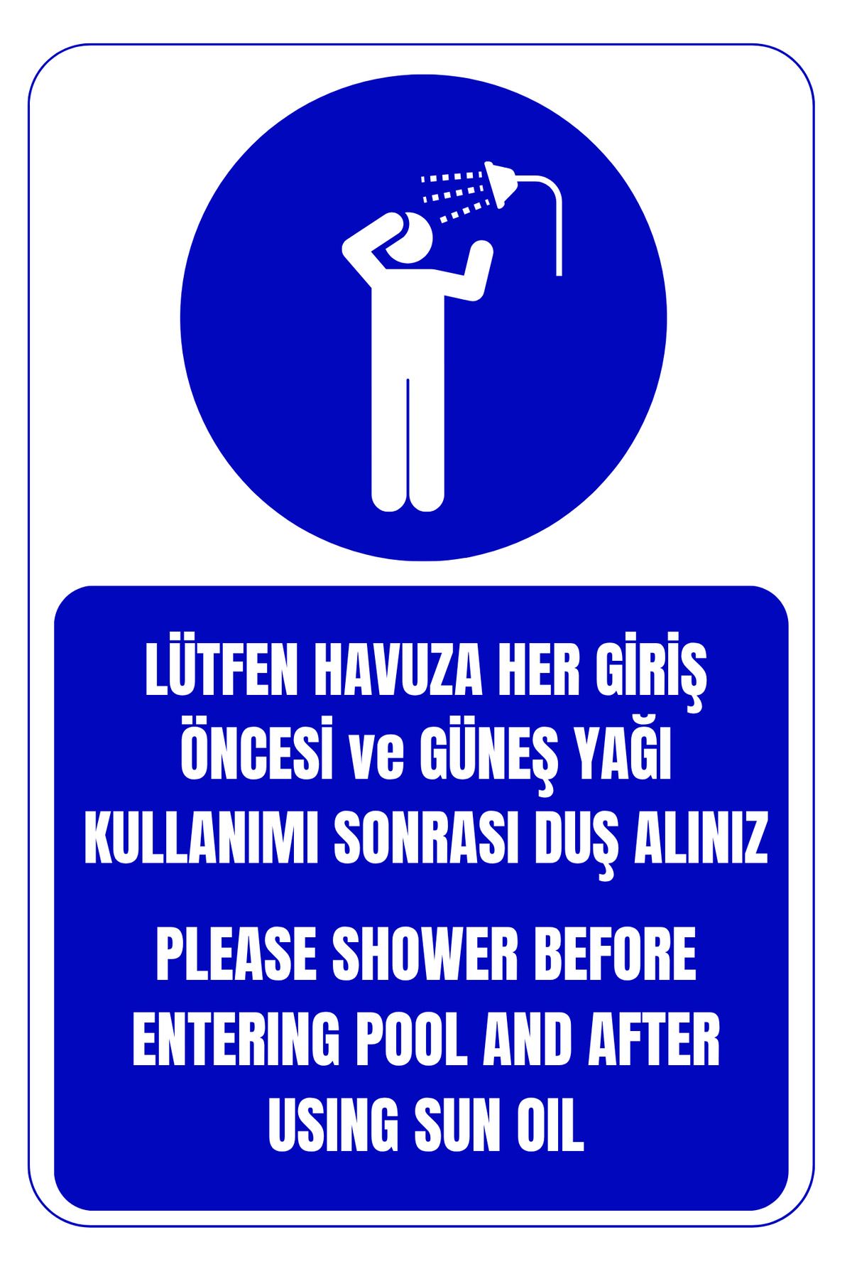 Girl Power 35 x 50 Havuza Her Giriş Öncesi Duş Alınız Folyo Baskı Sticker Uyarı Levhası