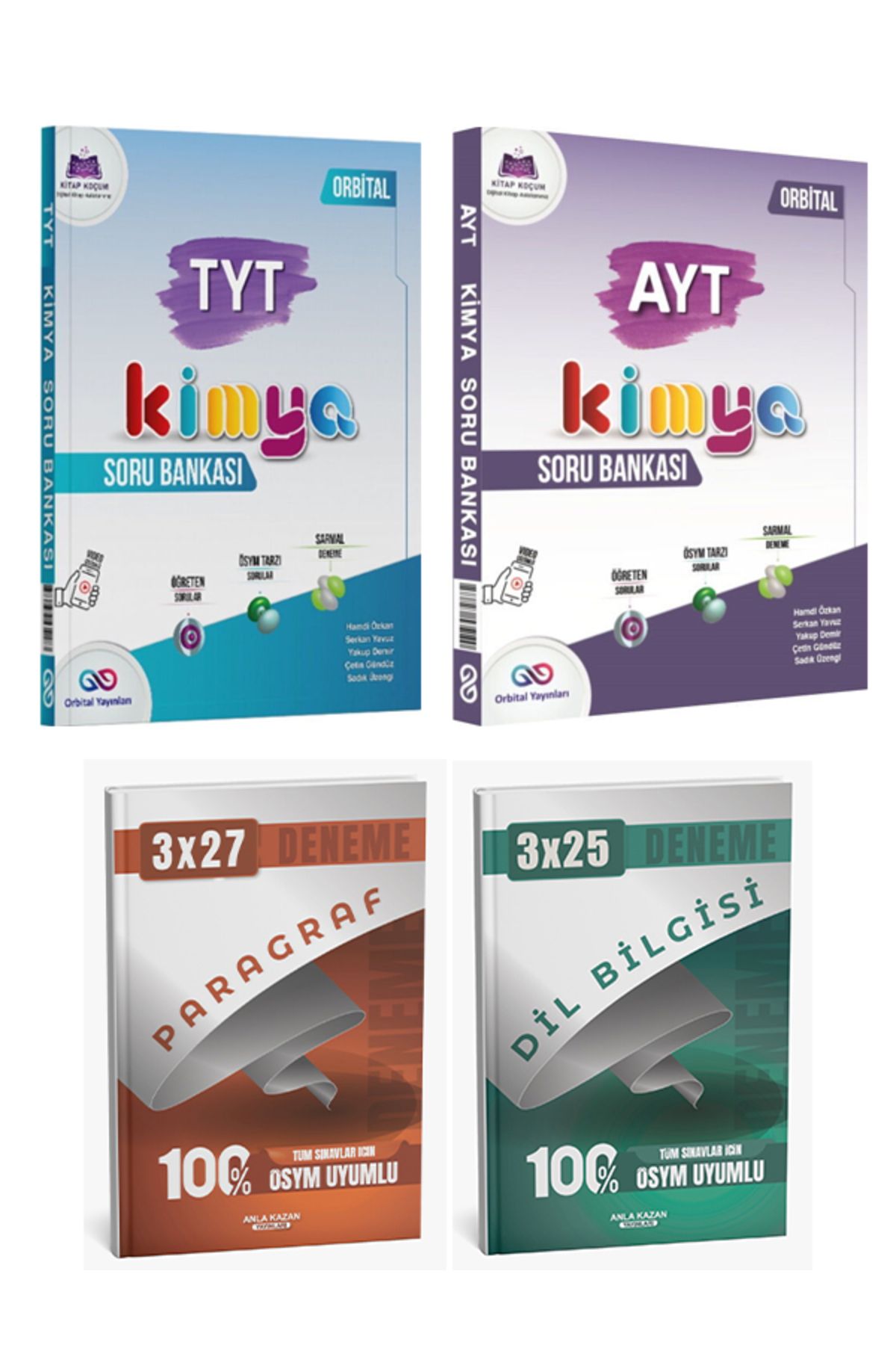 Anla Kazan Yayınları Orbital + Anla Kazan 2026 TYT ve AYT Kimya Soru + Paragraf Dil Bilgisi Deneme 4 lü Set