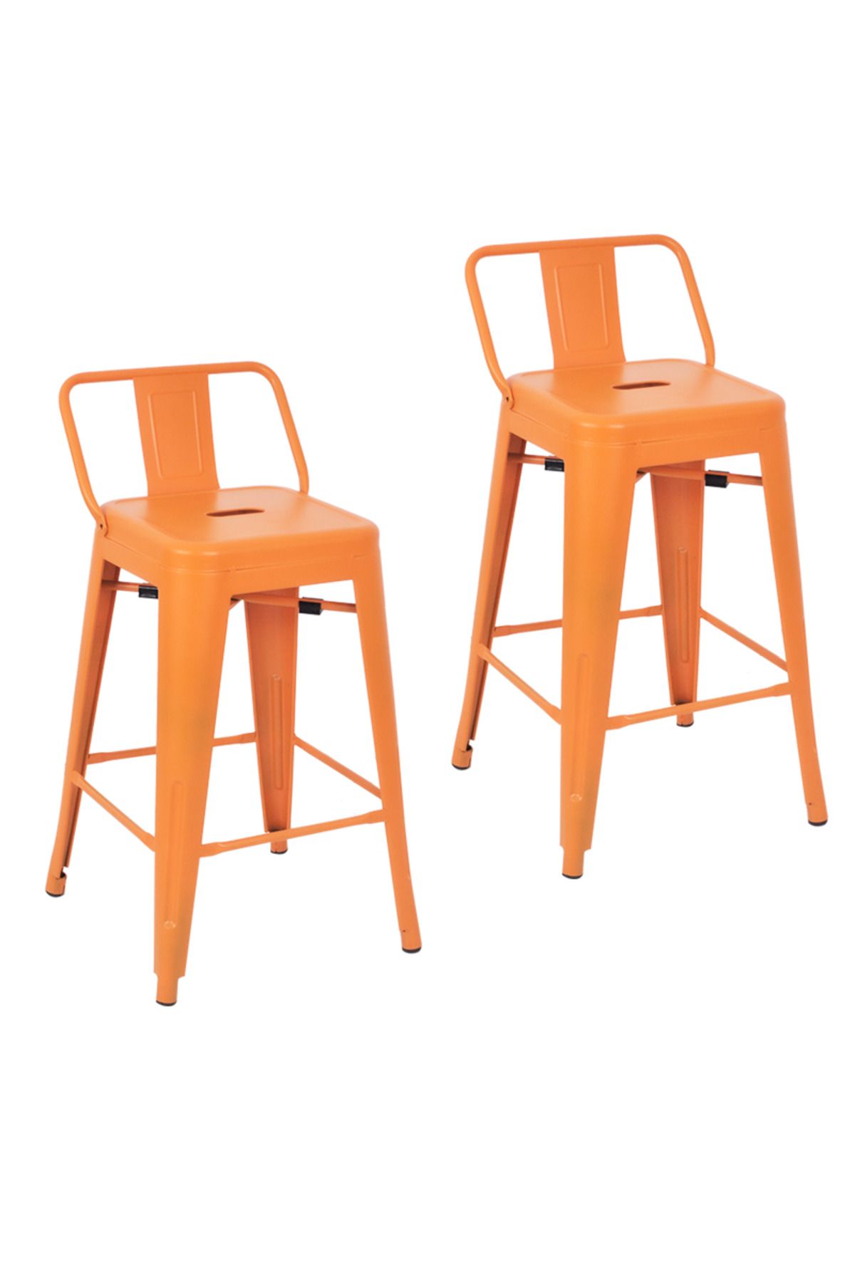 ChairLife Tolix Sırtlı Yüksek Metal Tabure (2 Adet)