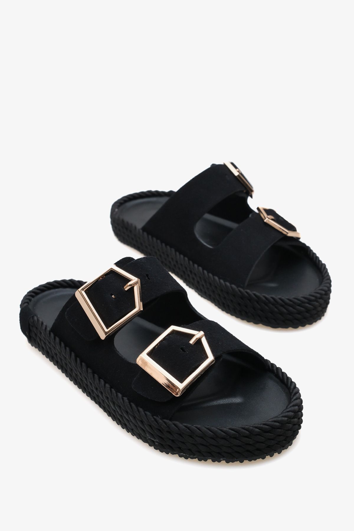 Liza Shoes STELLA Kadın Günlük Süet Çift Kemerli Terlik A003-K01