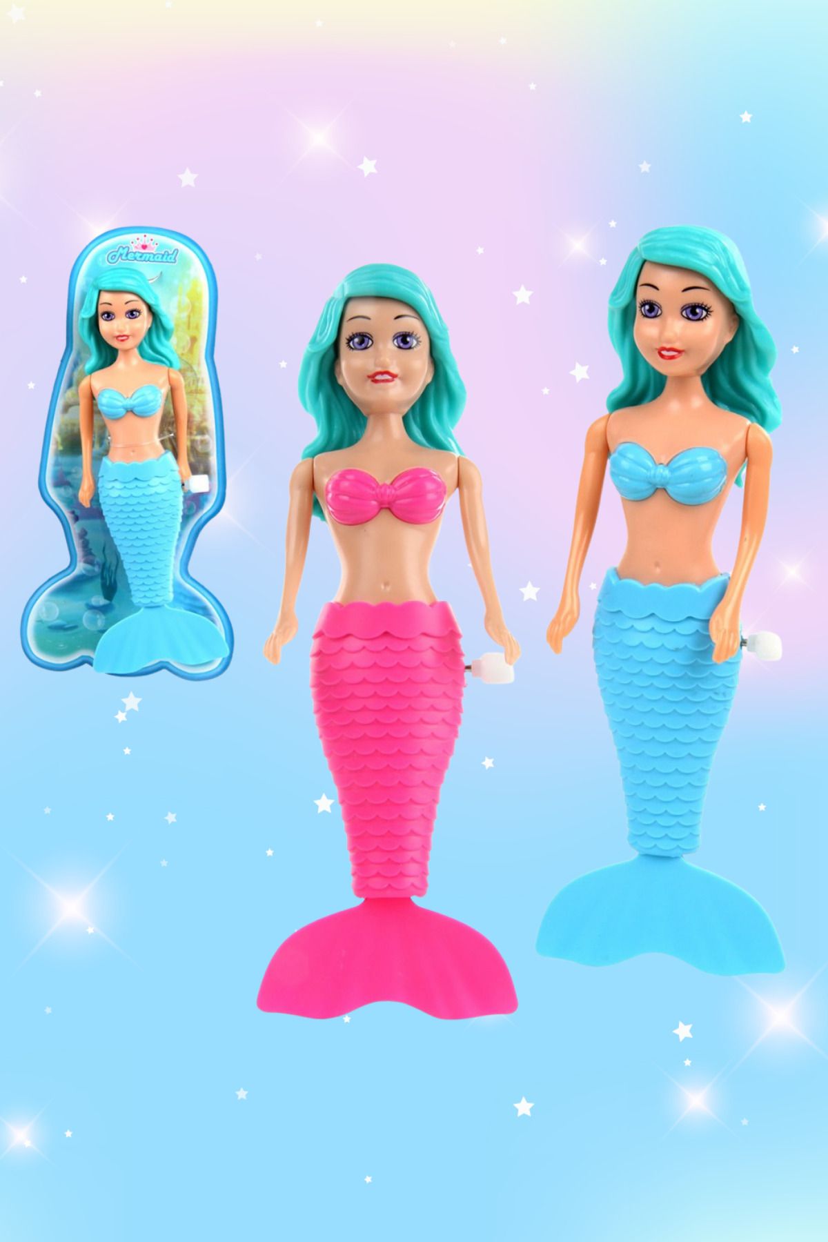 craftivio Kurmalı Suda Yüzen Deniz Kızı Banyo Oyuncağı 18 cm
