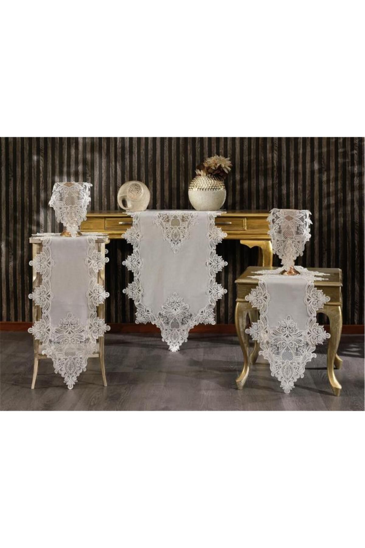 Çeyiz Diyarı Hüma Keten 5 Parça Salon Takımı Gri