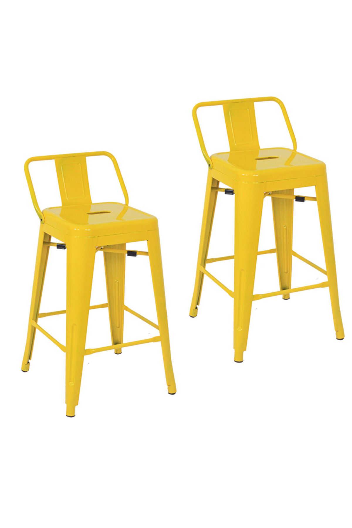 ChairLife Tolix Sırtlı Yüksek Metal Tabure (2 Adet)