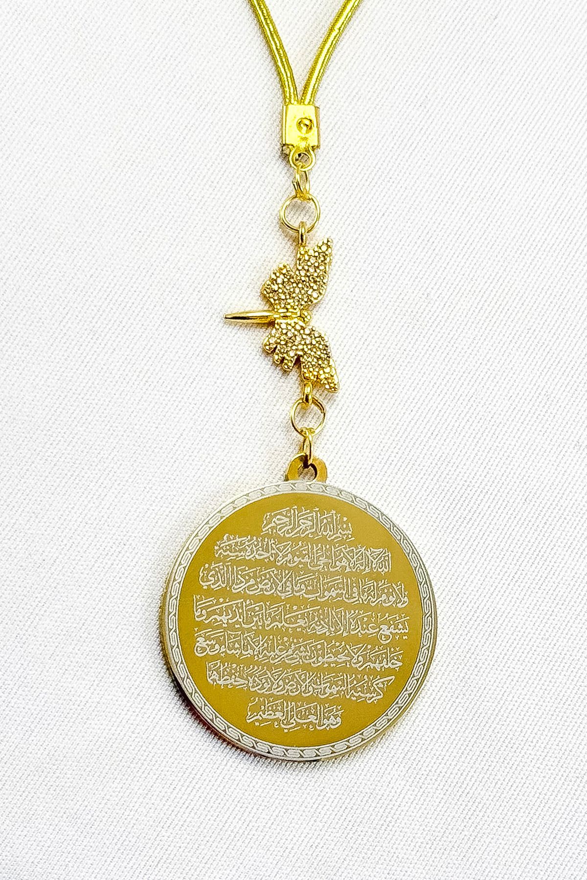 biuti Zirkon Taşlı Kelebek Aksesuarlı Çelik Ayetel Kürsi Felak Nas İhlas Araba Dikiz Ayna Süsü