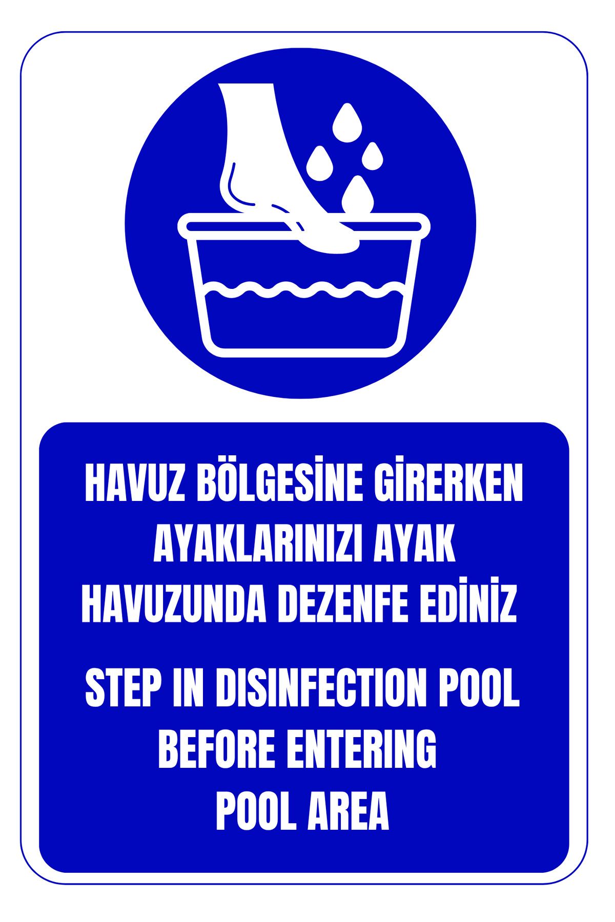Girl Power 35 x 50 Ayaklarınızı Ayak Havuzunda Dezenfekte Ediniz Folyo Baskı Sticker Uyarı Levhası