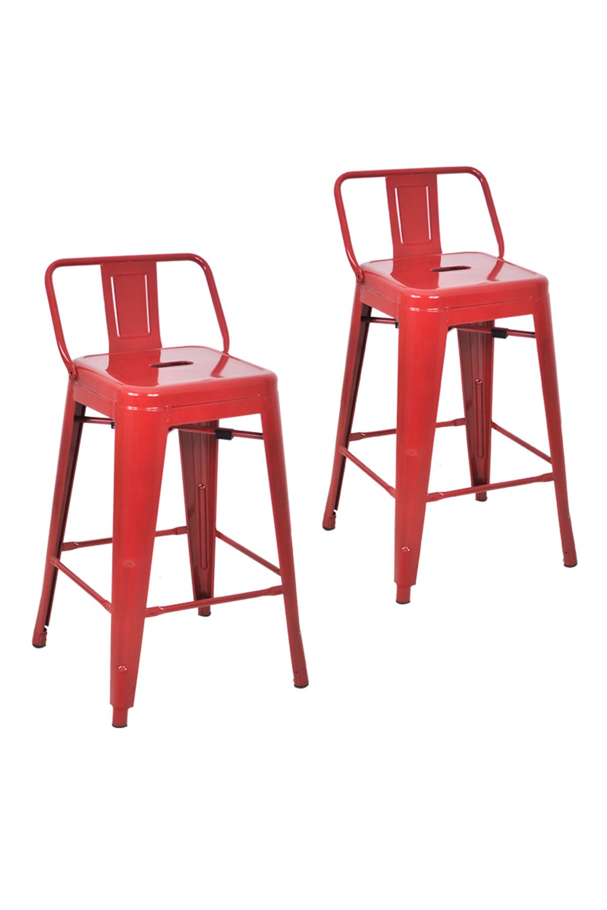 ChairLife Tolix Sırtlı Yüksek Metal Tabure (2 Adet)