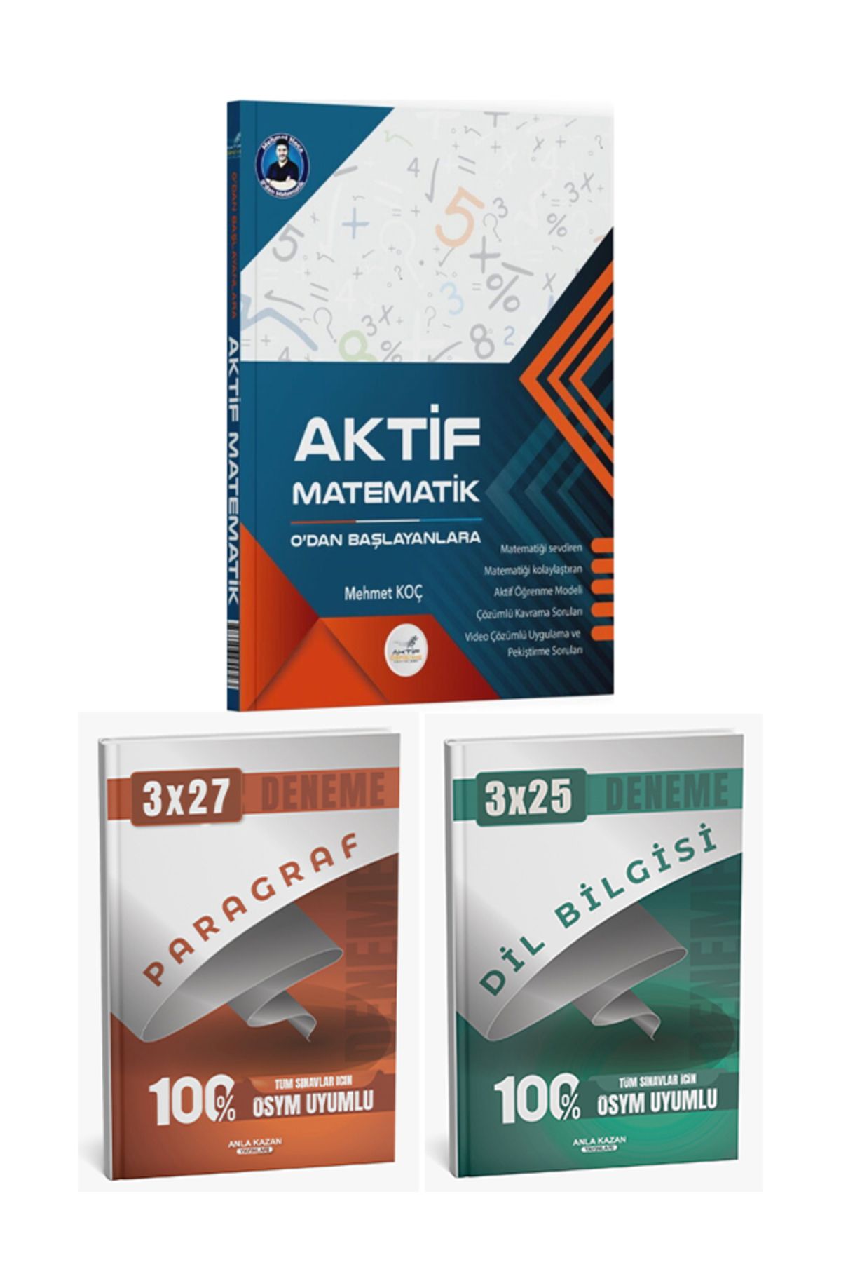 Anla Kazan Yayınları Aktif + Anla Kazan 2026 TYT 0 Dan Matematik ve Paragraf Dil Bilgisi Deneme 3 lü Set