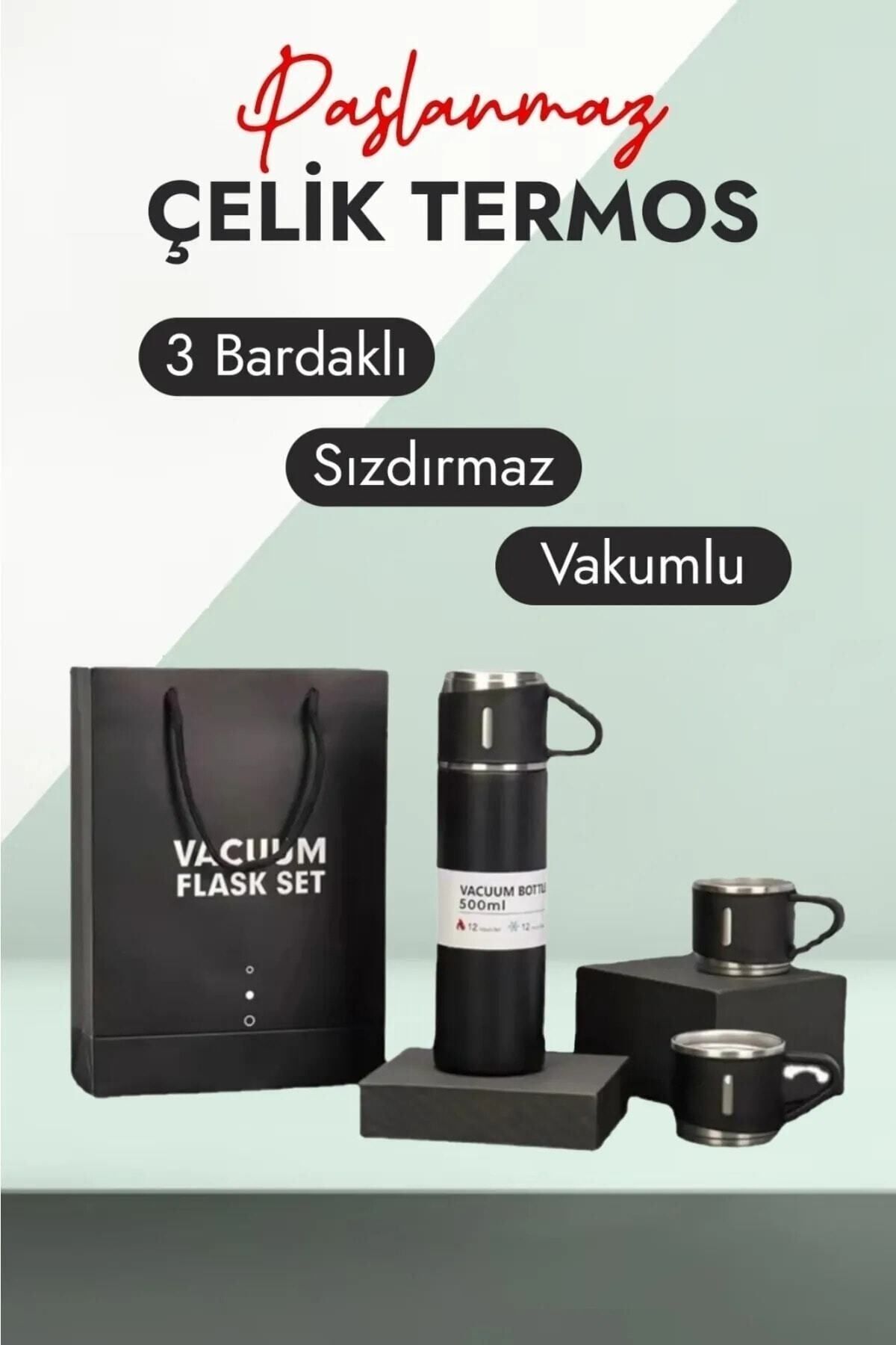 DEKORANLA 500ml Paslanmaz Çelik Termos 12 Saat Sıcak Soğuk Tutma Korumalı Pembe