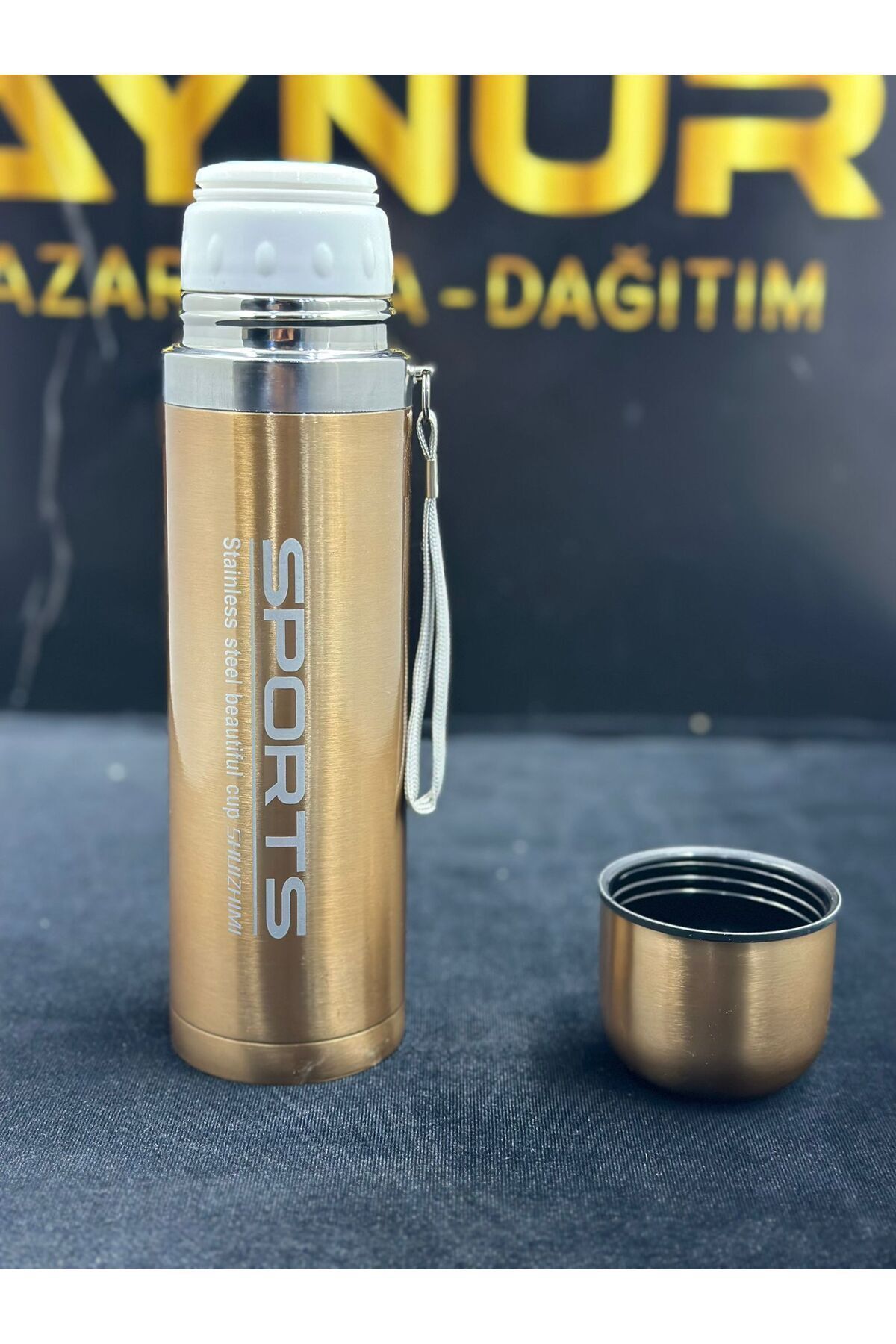 DEKORANLA Paslanmaz Çelik Termos Bardaklı, Çift Katmanlı, 12 Saat Sıcak Tutar, Şık ve Dayanıklı