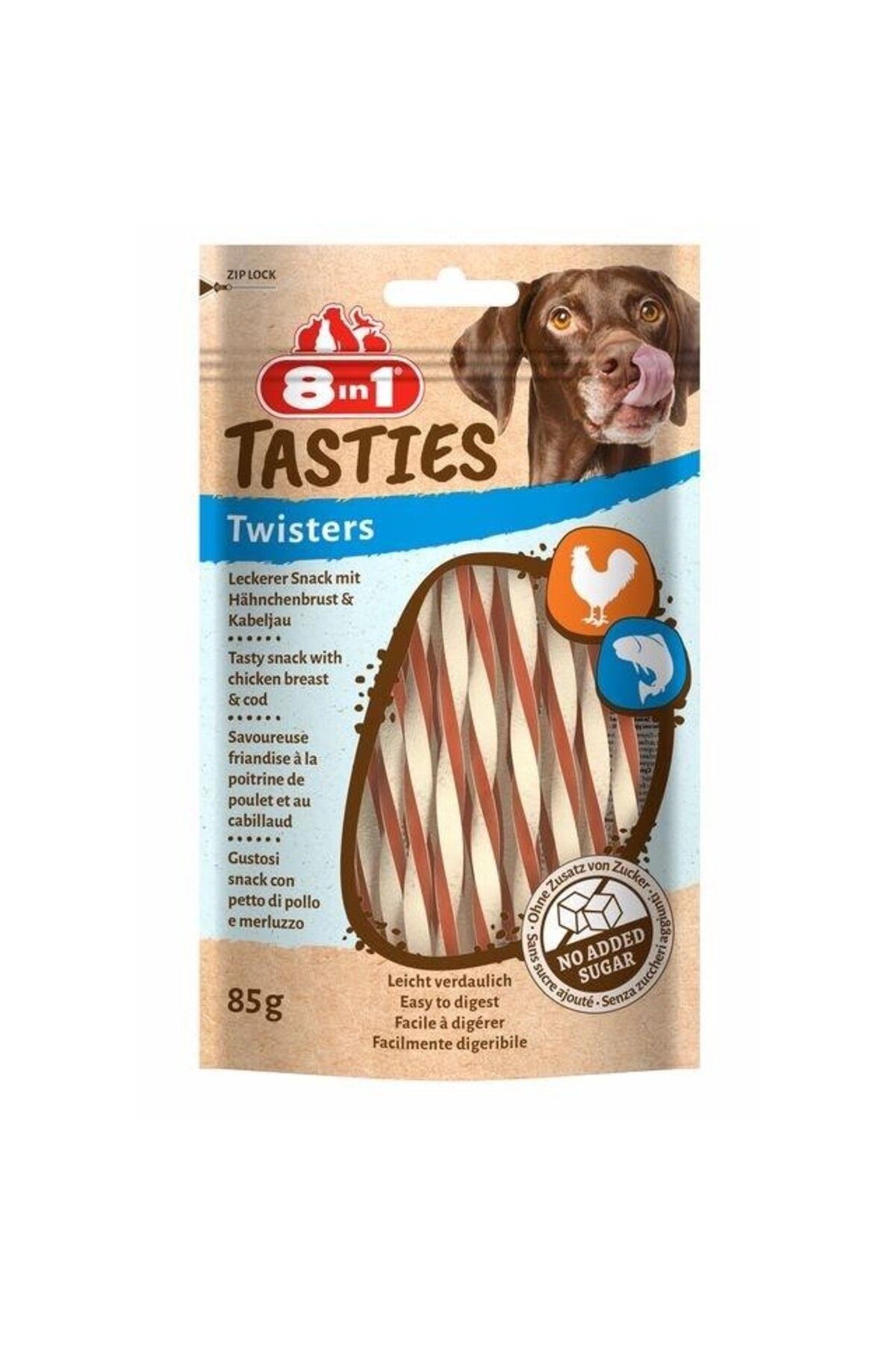 8in1 Tasties Twister Tavuk ve Balıklı Köpek Ödülü 85 gr