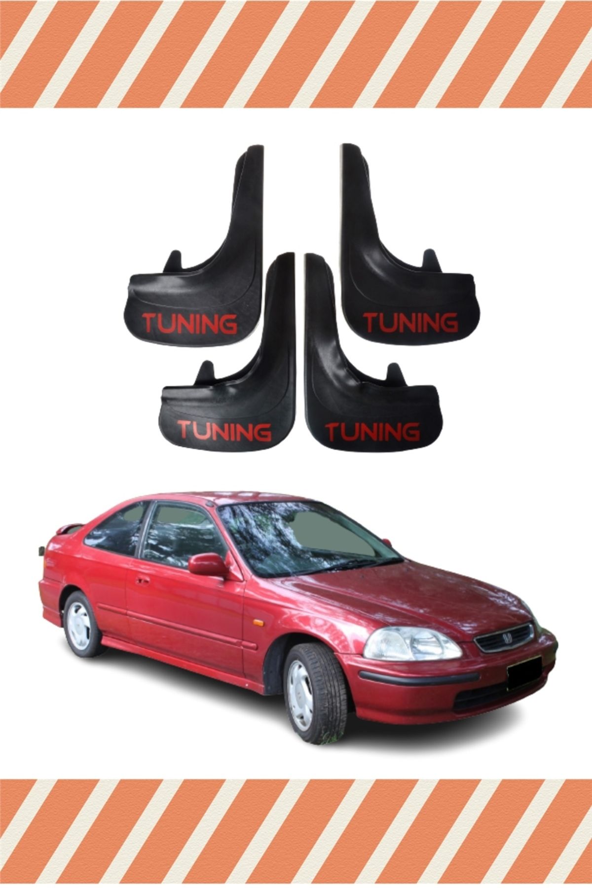 Alpax Honda Civic 1995-2001 Tunıng Yazılı 4'lü Tozluk Çamurluk Paçalık alpax