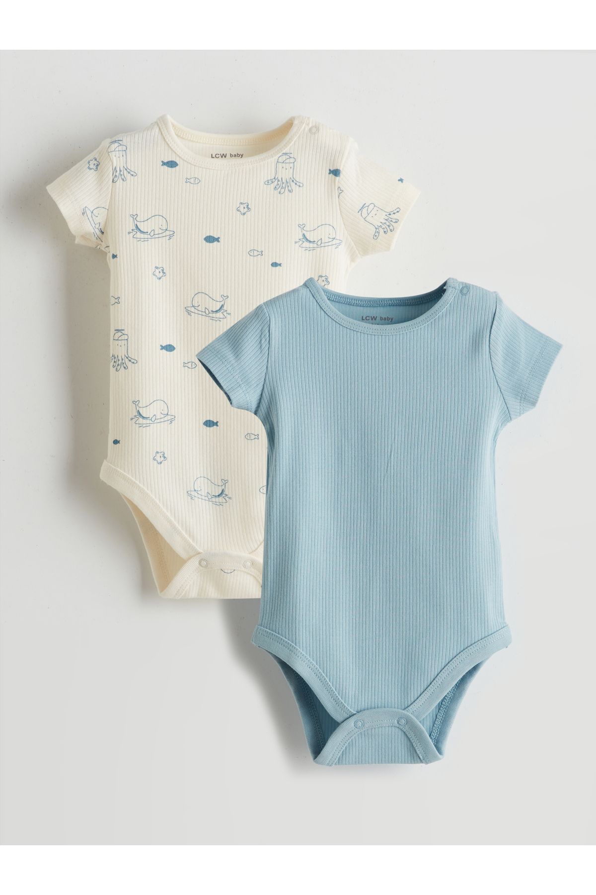 LC Waikiki Organik Kumaş Erkek Bebek Çıtçıtlı Bodysuit 2'li