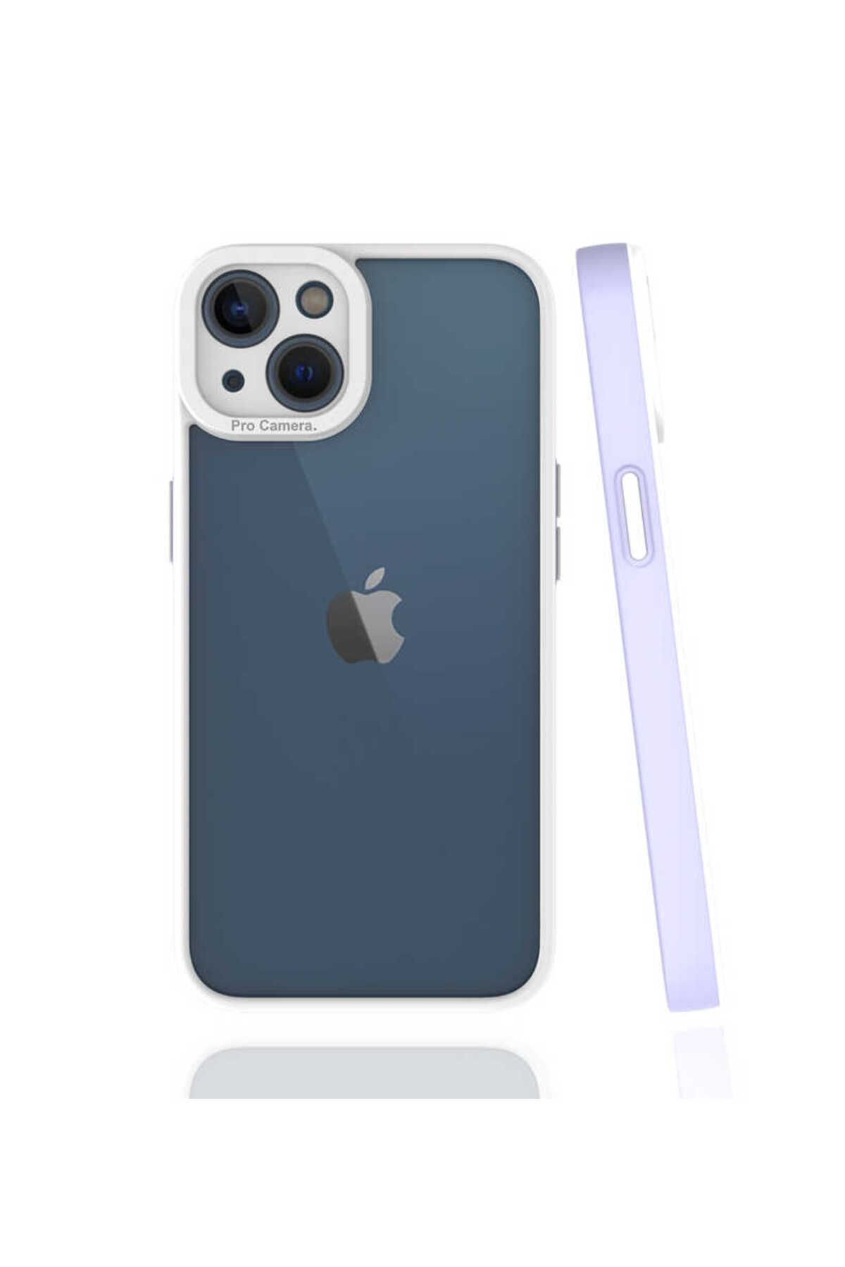 halkhouse Apple iPhone 13 Kılıf Kamera Korumalı Renkli Çerçeveli Esnek Sert Silikon Mima Kapak