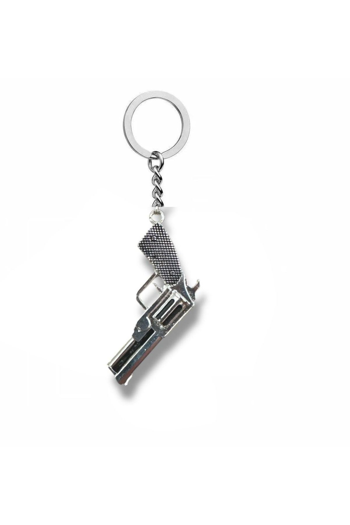 Herşey Nota Altıpatlar Revolver Tabanca Figürlü Anahtarlık – Gümüş Renk Unisex Metal Aksesuar