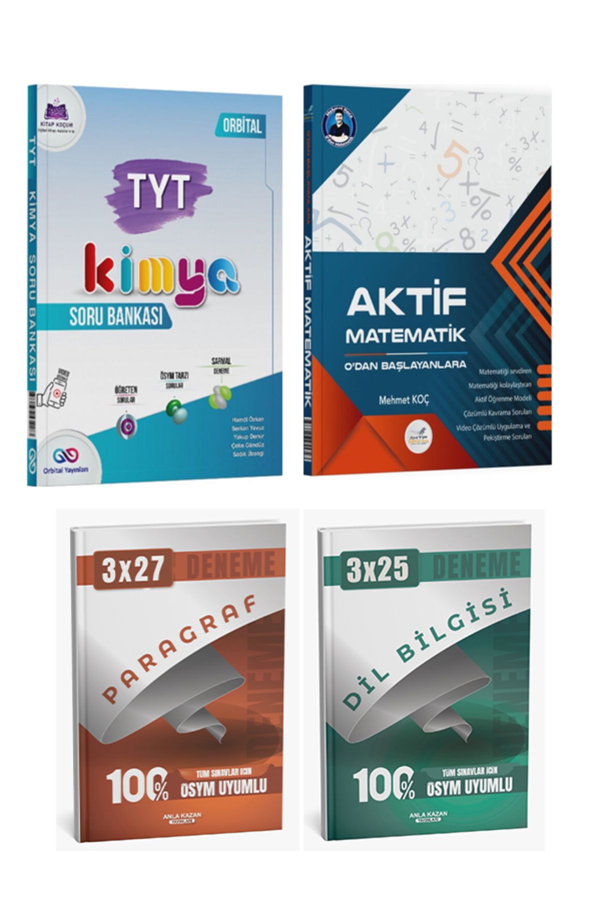 Anla Kazan Yayınları Orbital + Aktif 2026 TYT Kimya ve 0 Dan Matematik + Paragraf Dil Bilgisi Deneme 4 lü Set