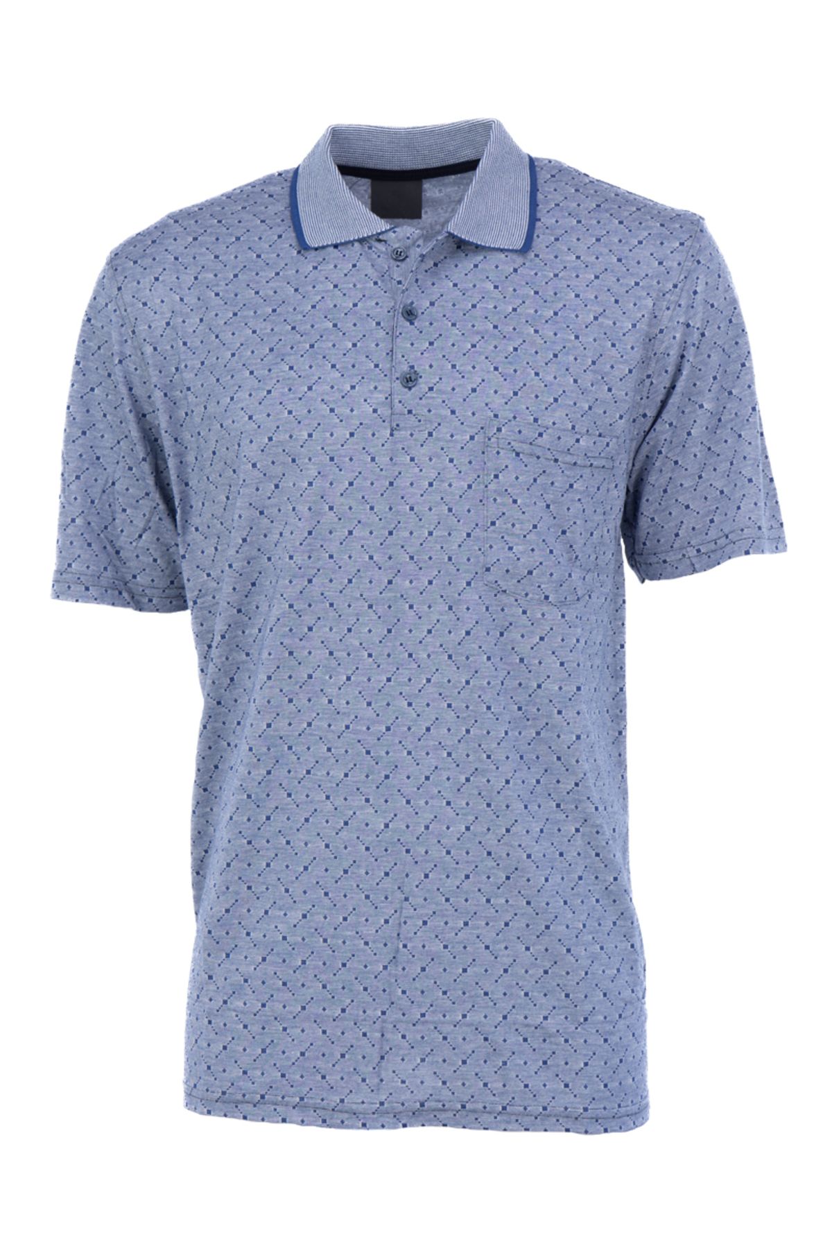 Oppland Erkek T-shirt Yazlık Cepli Kısa Kollu Modern Jakarlı Karelli Model Rahat Kesim Pamuklu Kumaş