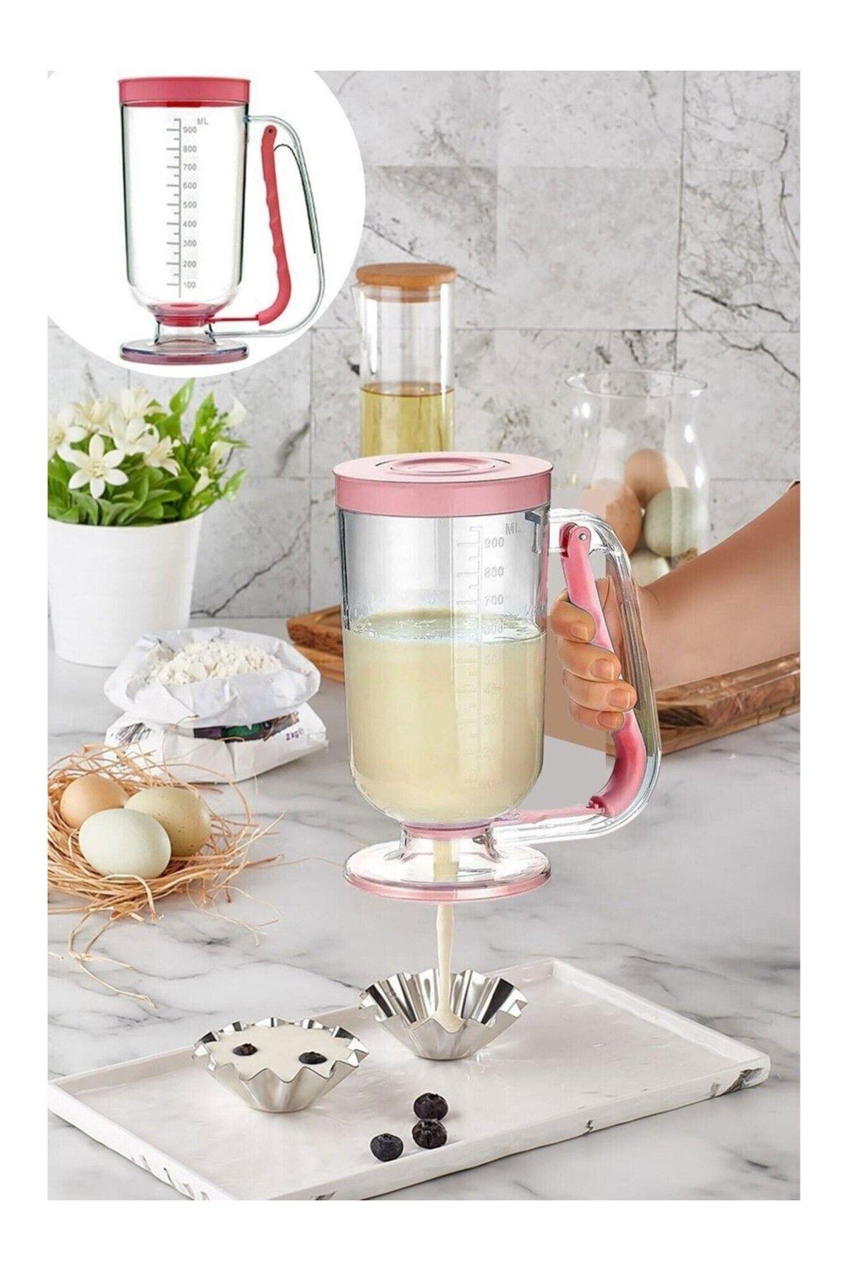 EceAksesuar Pancake Hamur Dağıtıcı Pratik Hamur Porsiyonlayıcı