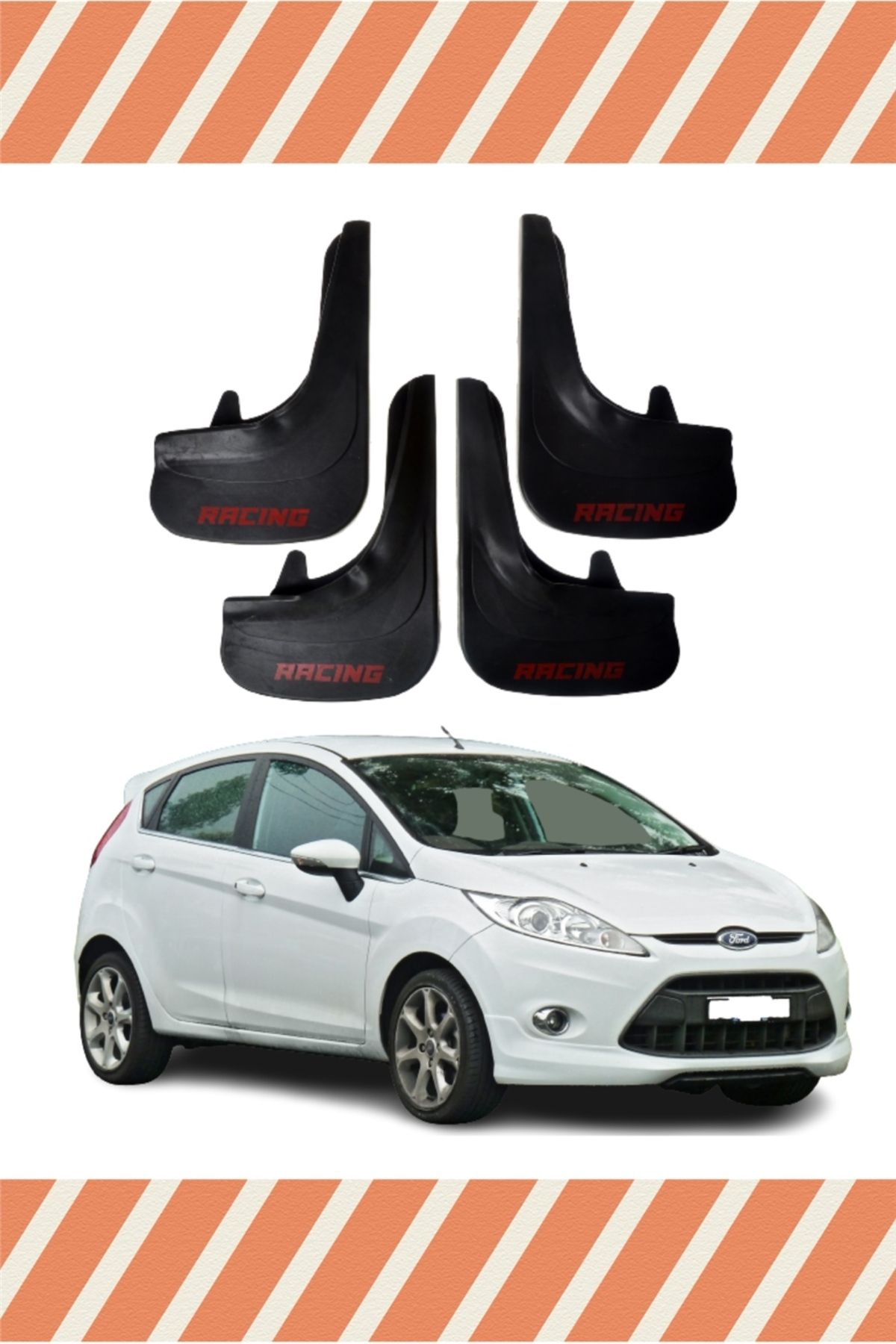 Alpax Ford Fiesta 2010-2017 Racing Yazılı 4'lü Tozluk Çamurluk Paçalık alpax