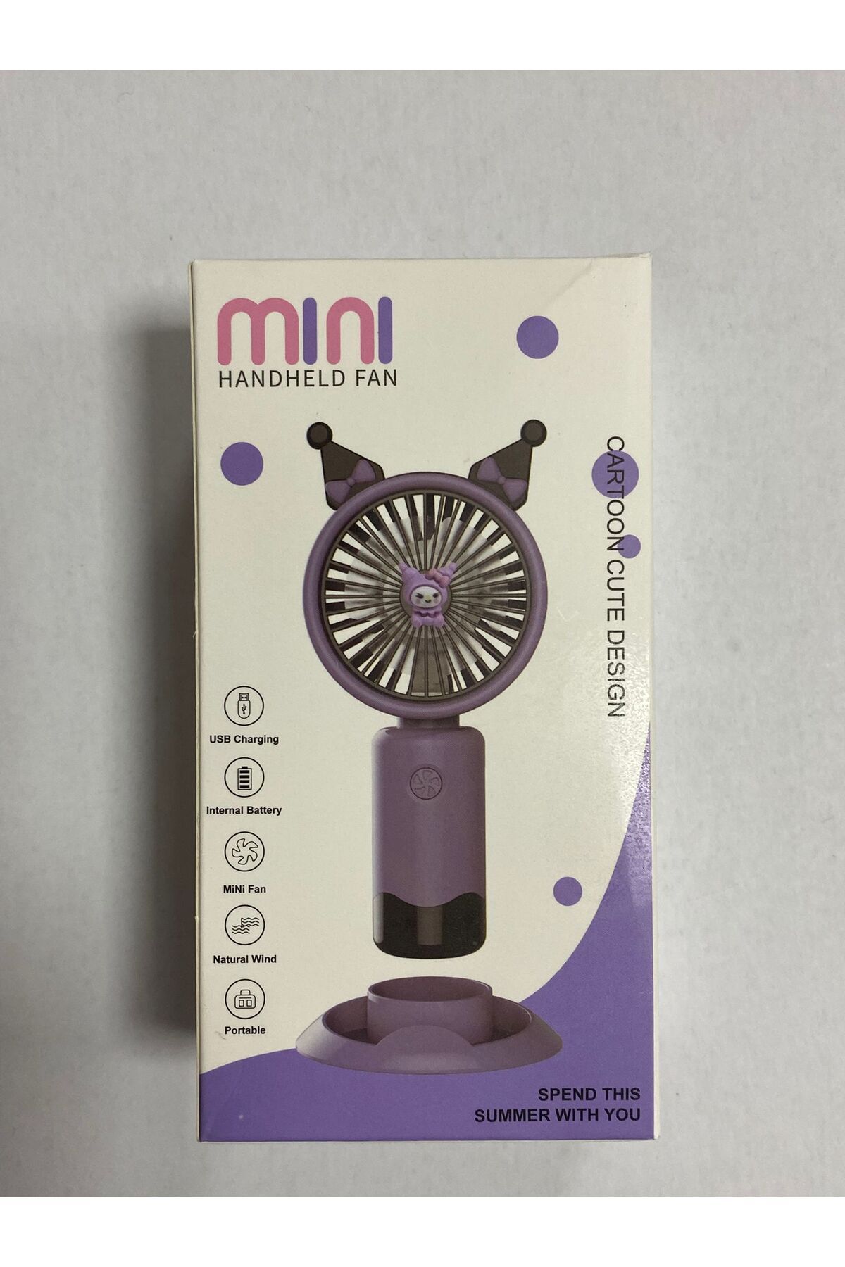 pialbatro Şarjlı Mor Kromi Mini El Fanı Ve Masa Fanı Soğutucu Pervane Taşınabilir Şarj Edilebilir