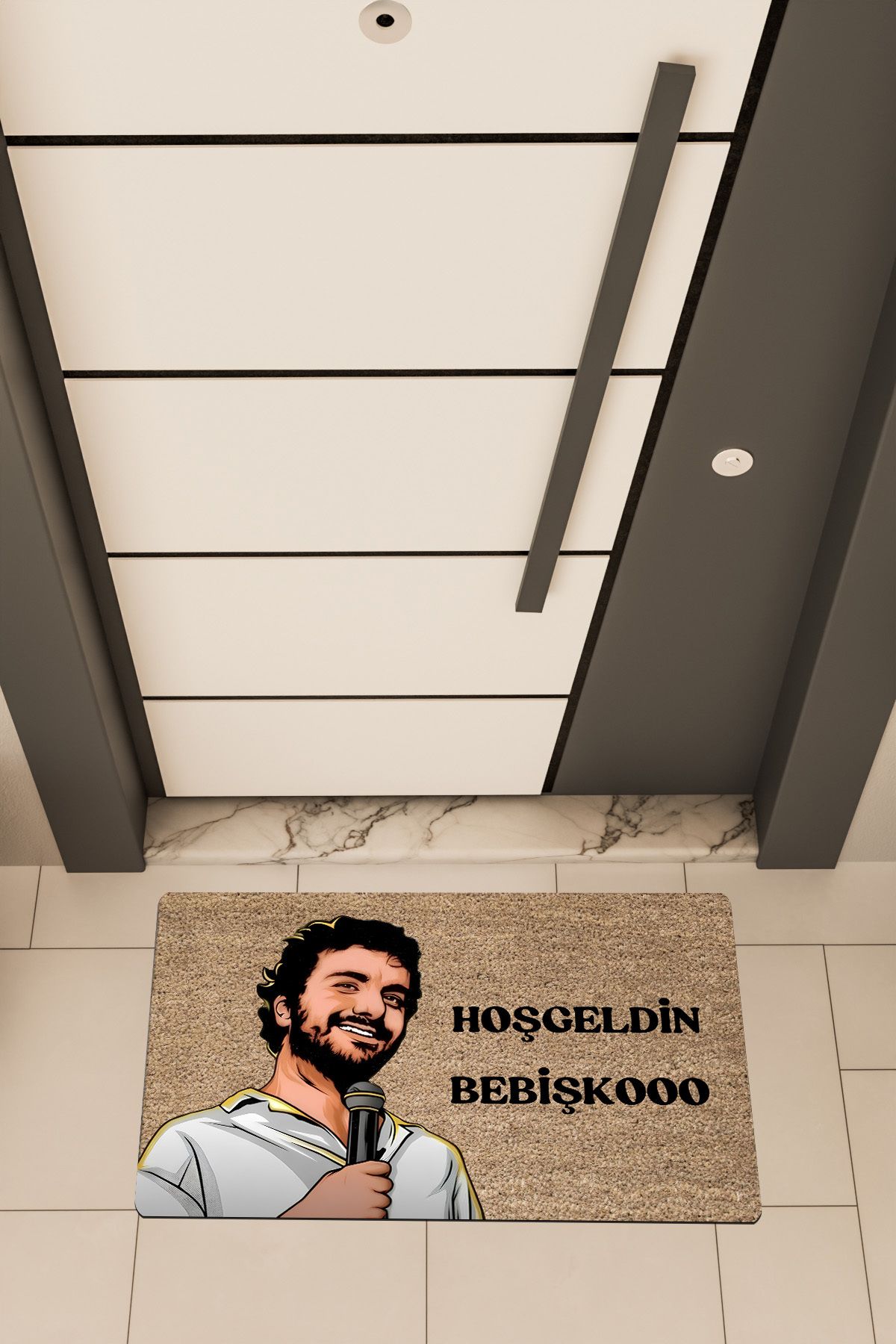 Dormot Home Yüksek Kaliteli Dijital Baskı Kahverengi, Hoşgeldin Bebişko, temalı Kapı Önü Paspası