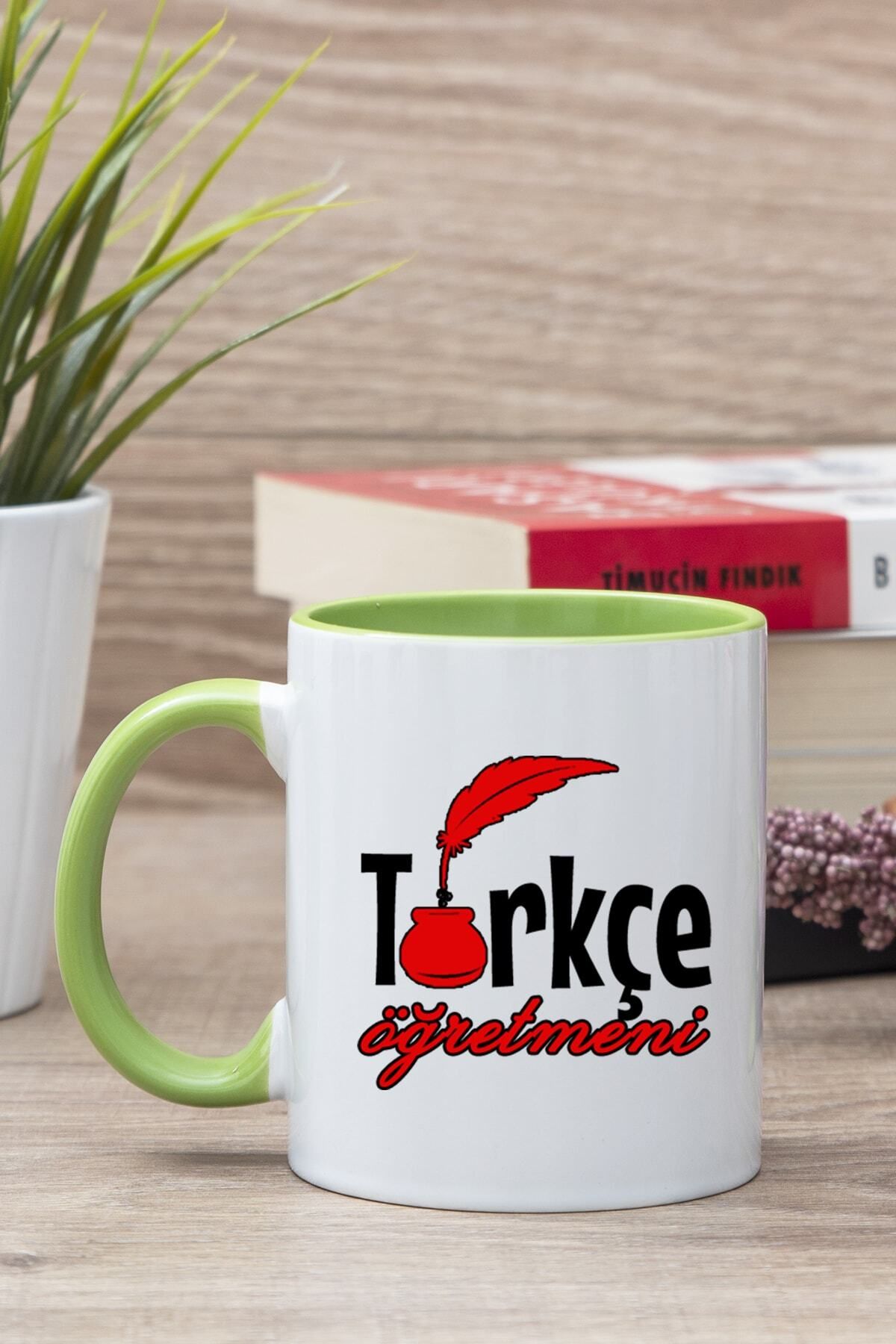 DEKORANLA Yeşil Türkçe Öğretmenine Özel Baskılı Kupa Bardak, Şık ve Kullanışlı Tasarım