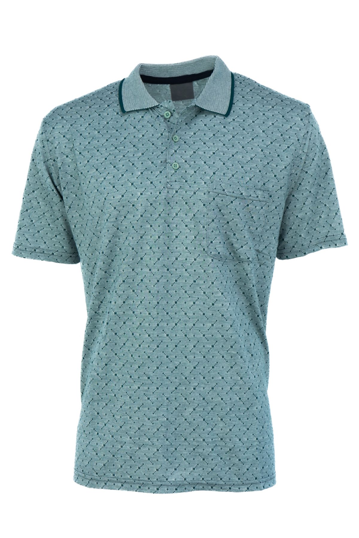 Oppland Erkek T-shirt Yazlık Cepli Kısa Kollu Modern Jakarlı Karelli Model Rahat Kesim Pamuklu Kumaş